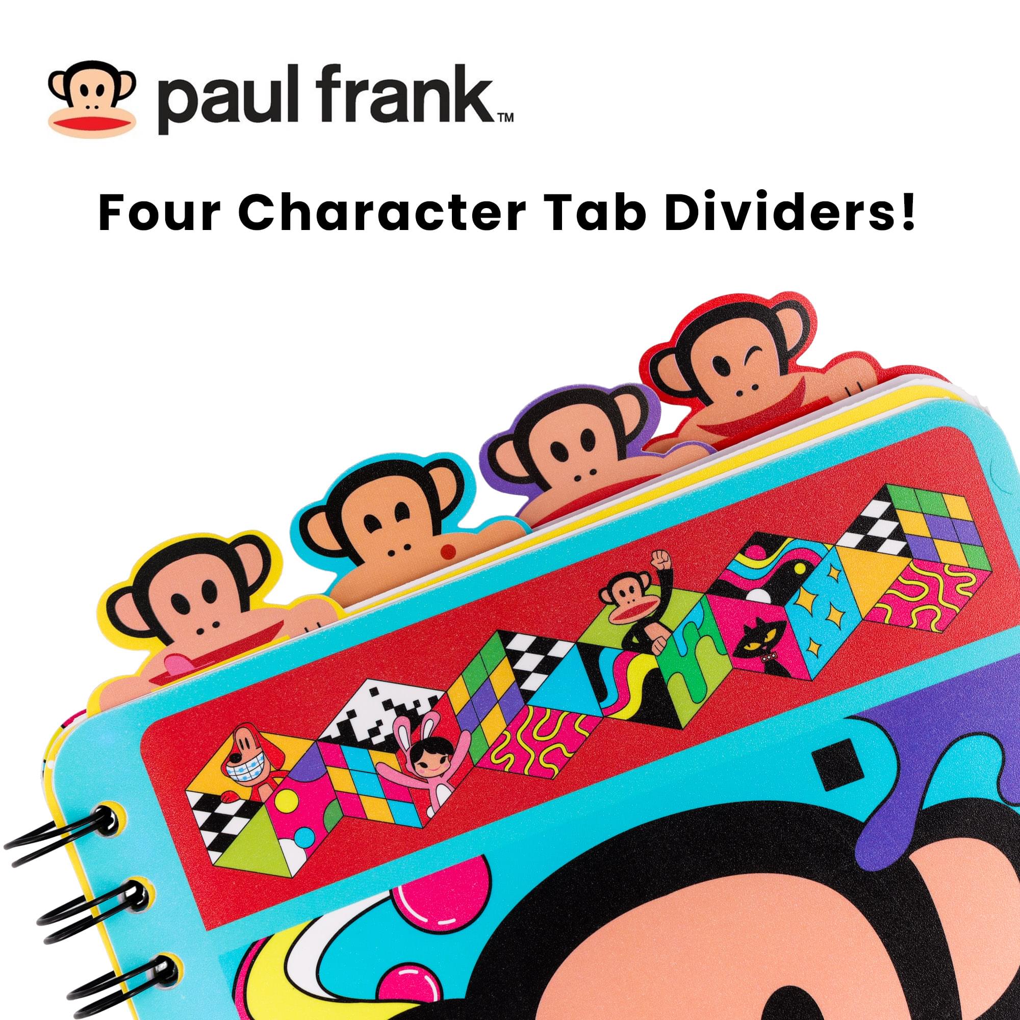 Paul Frank 4-Tab Spiral Notebook With 160 Dotted Sheets | 6 x 9 Inches