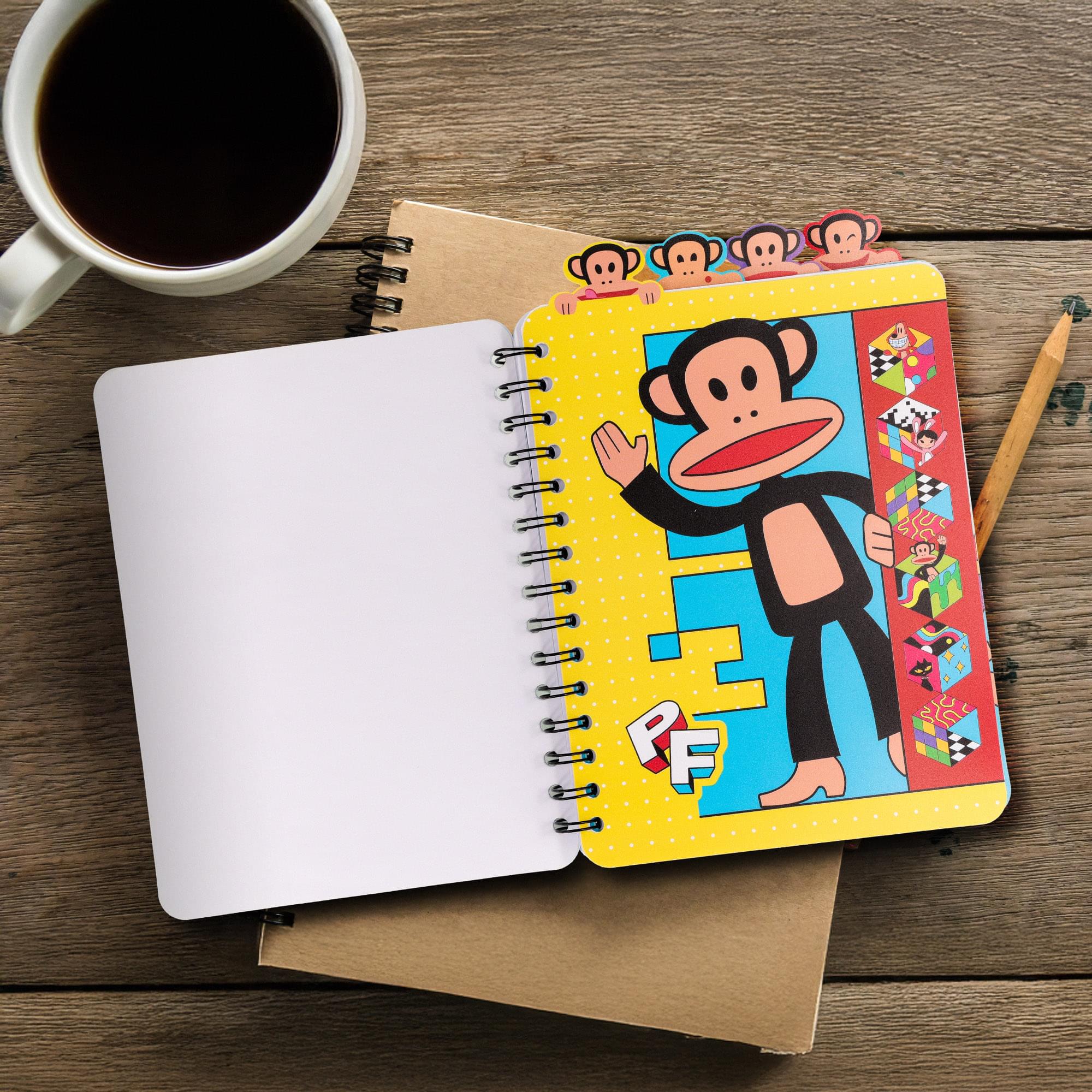 Paul Frank 4-Tab Spiral Notebook With 160 Dotted Sheets | 6 x 9 Inches