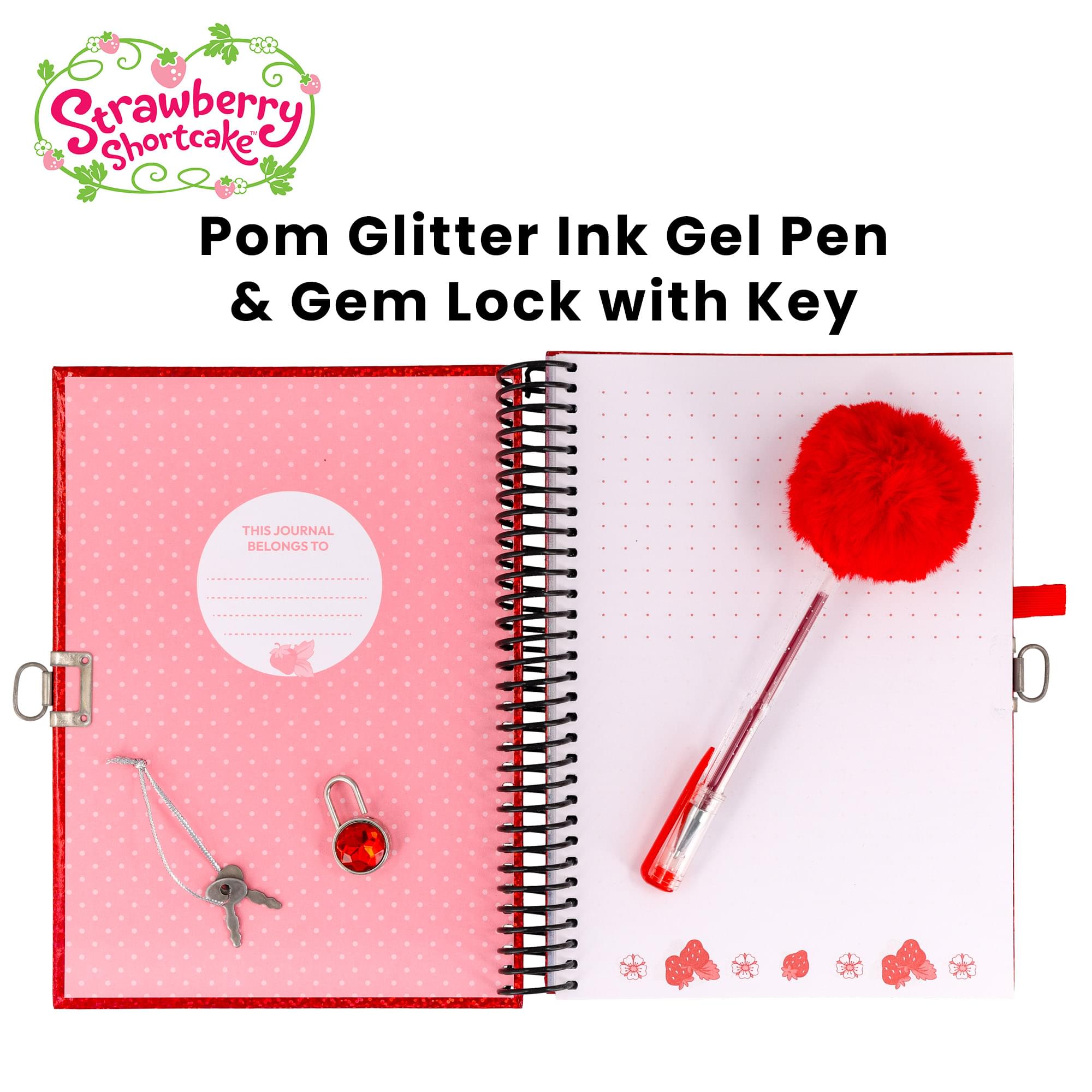 Strawberry Shortcake Spiral Notebook With Lock, Pen and Stickers | 6 x 8 Inches