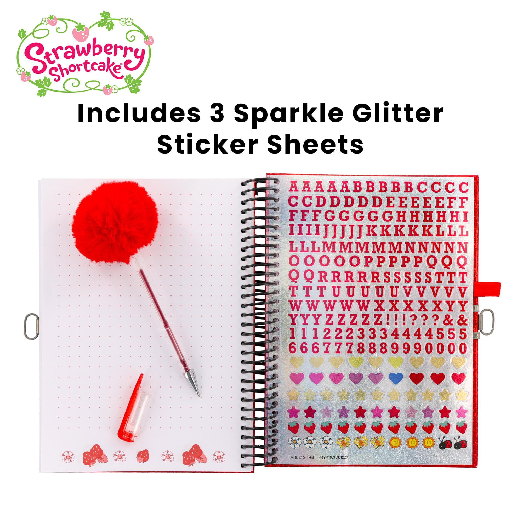 Strawberry Shortcake Spiral Notebook With Lock, Pen and Stickers | 6 x 8 Inches