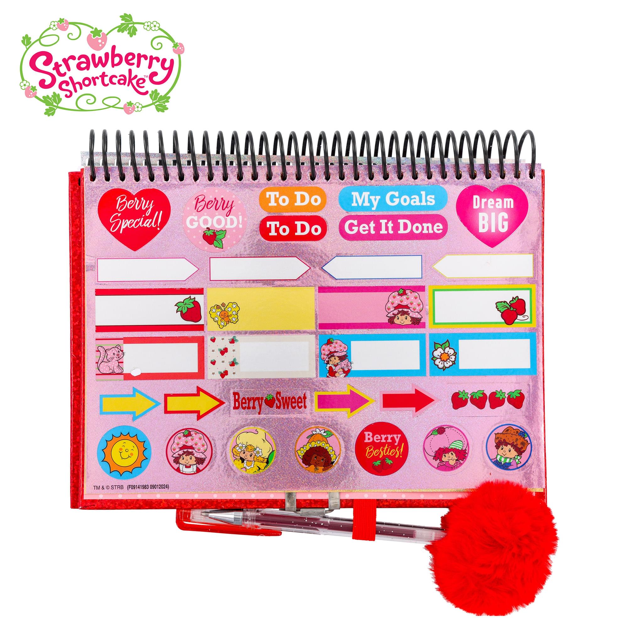 Strawberry Shortcake Spiral Notebook With Lock, Pen and Stickers | 6 x 8 Inches