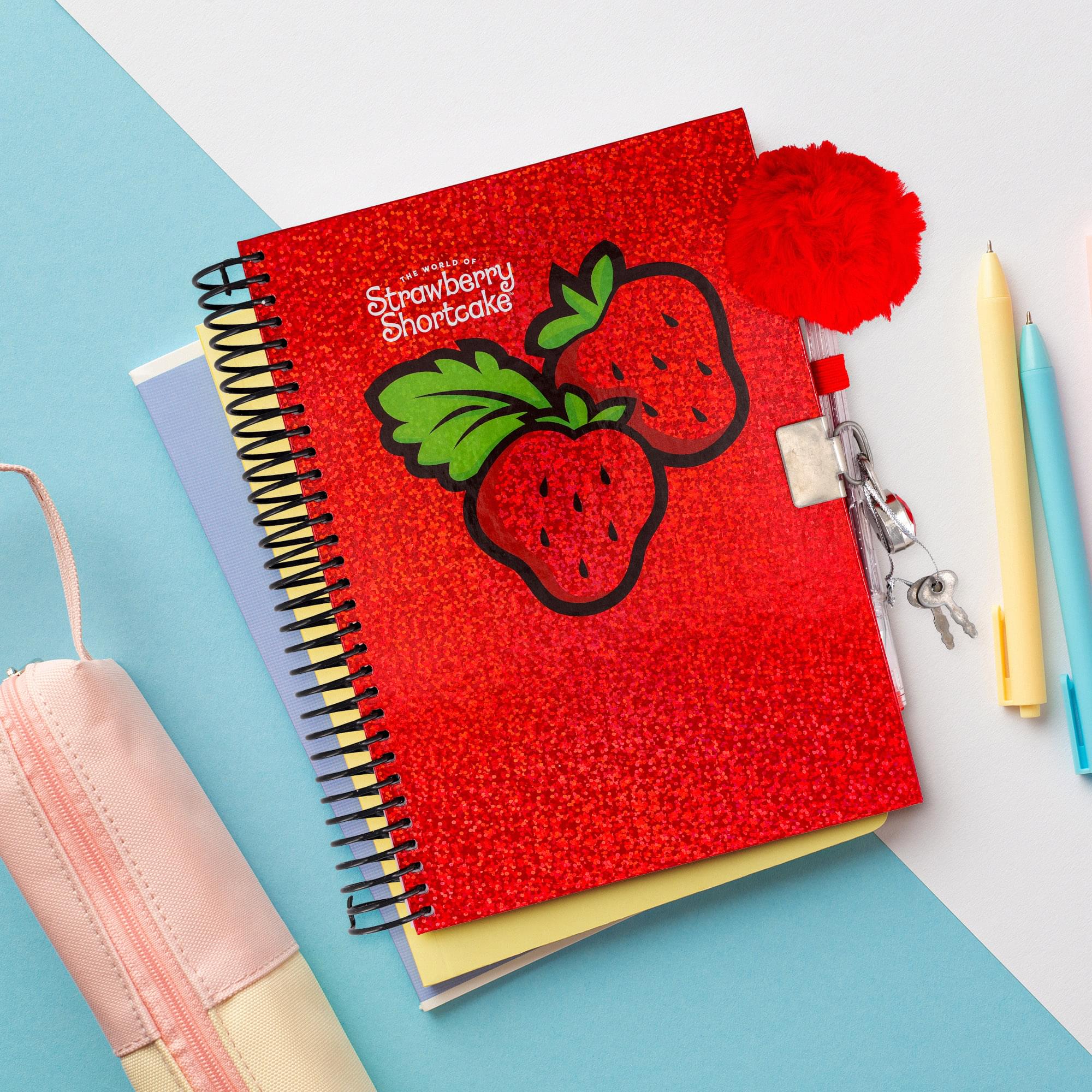 Strawberry Shortcake Spiral Notebook With Lock, Pen and Stickers | 6 x 8 Inches