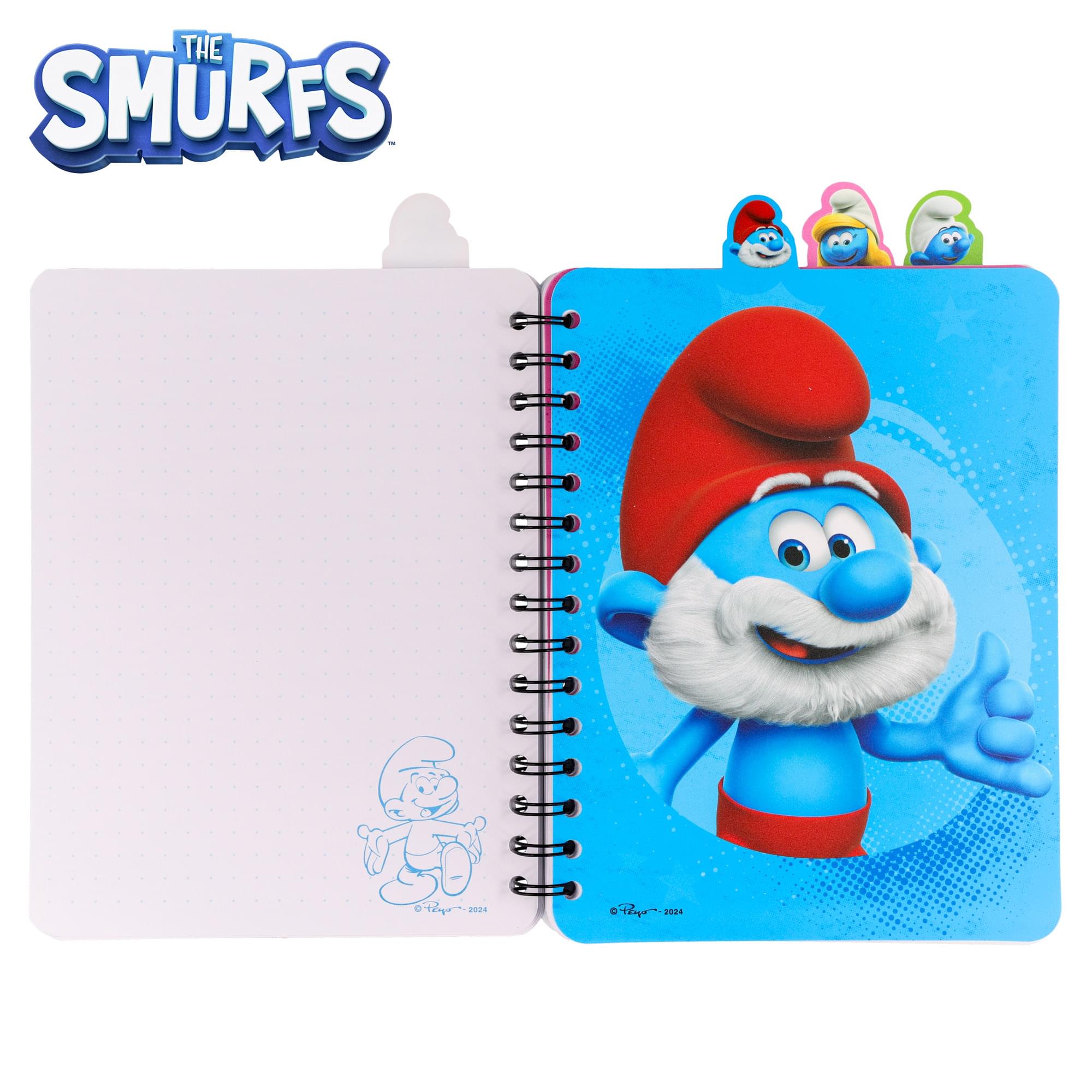 The Smurfs: A New Touch Of Blue 4-Tab Spiral Notebook With 160 Dotted Sheets