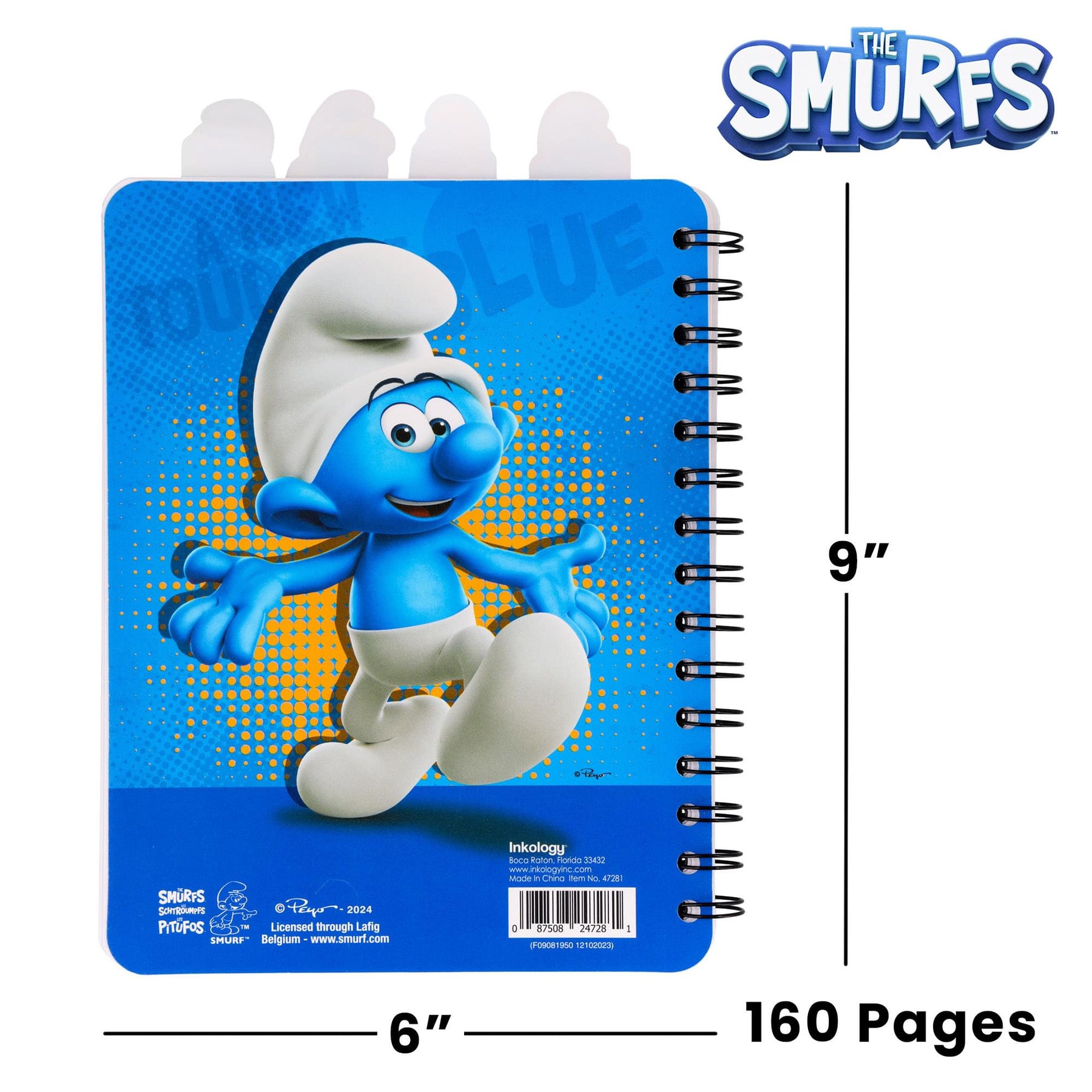 The Smurfs: A New Touch Of Blue 4-Tab Spiral Notebook With 160 Dotted Sheets