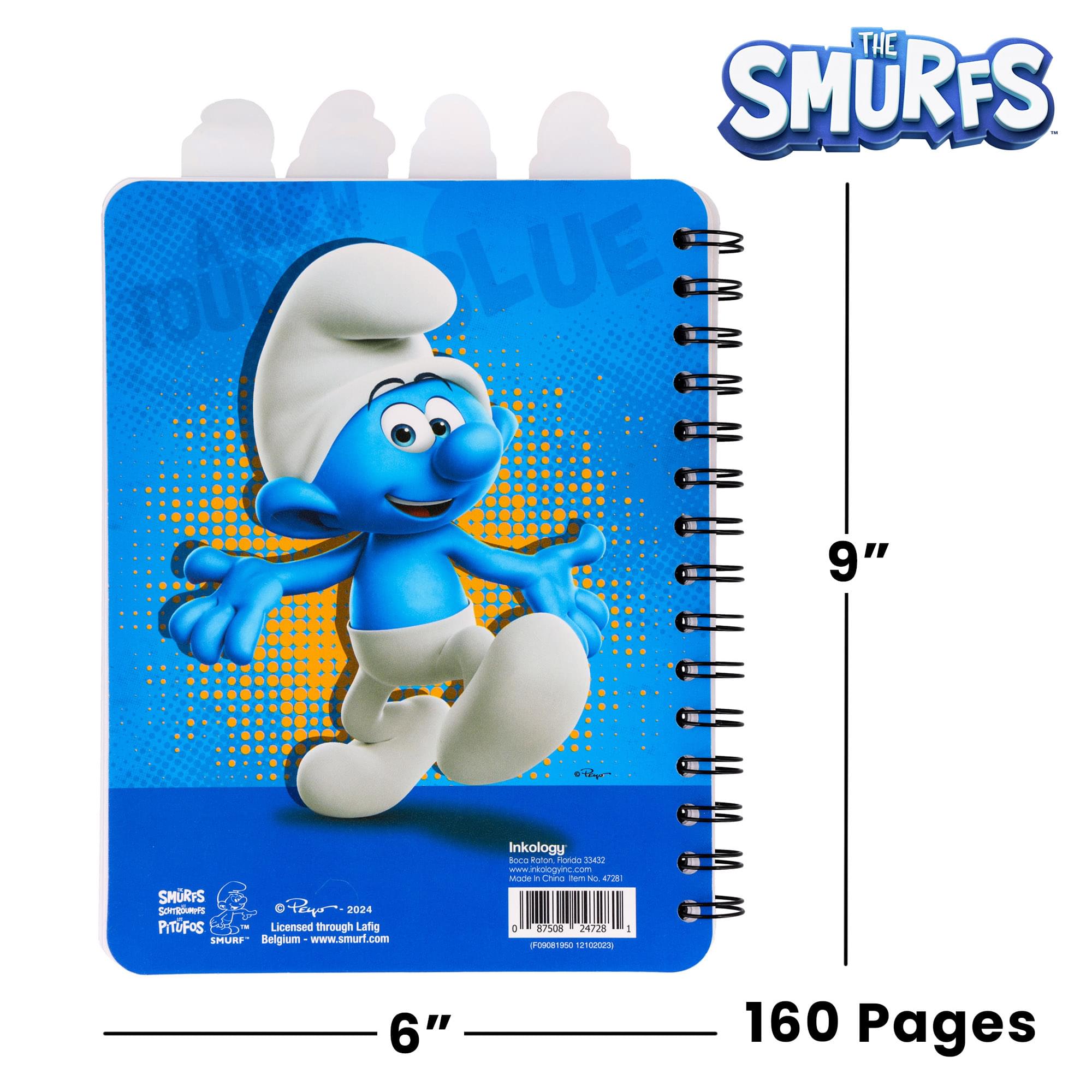 The Smurfs: A New Touch Of Blue 4-Tab Spiral Notebook With 160 Dotted Sheets