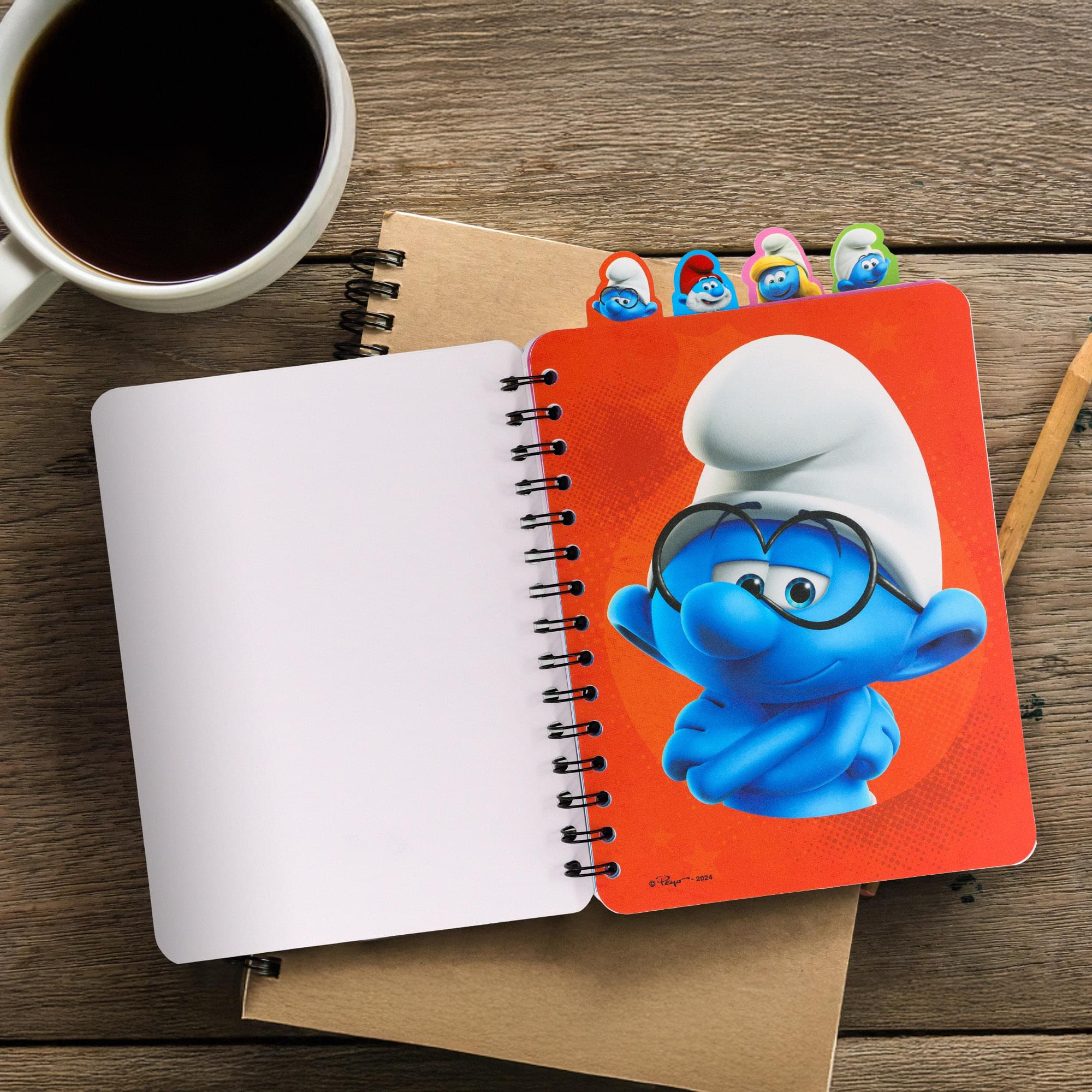 The Smurfs: A New Touch Of Blue 4-Tab Spiral Notebook With 160 Dotted Sheets