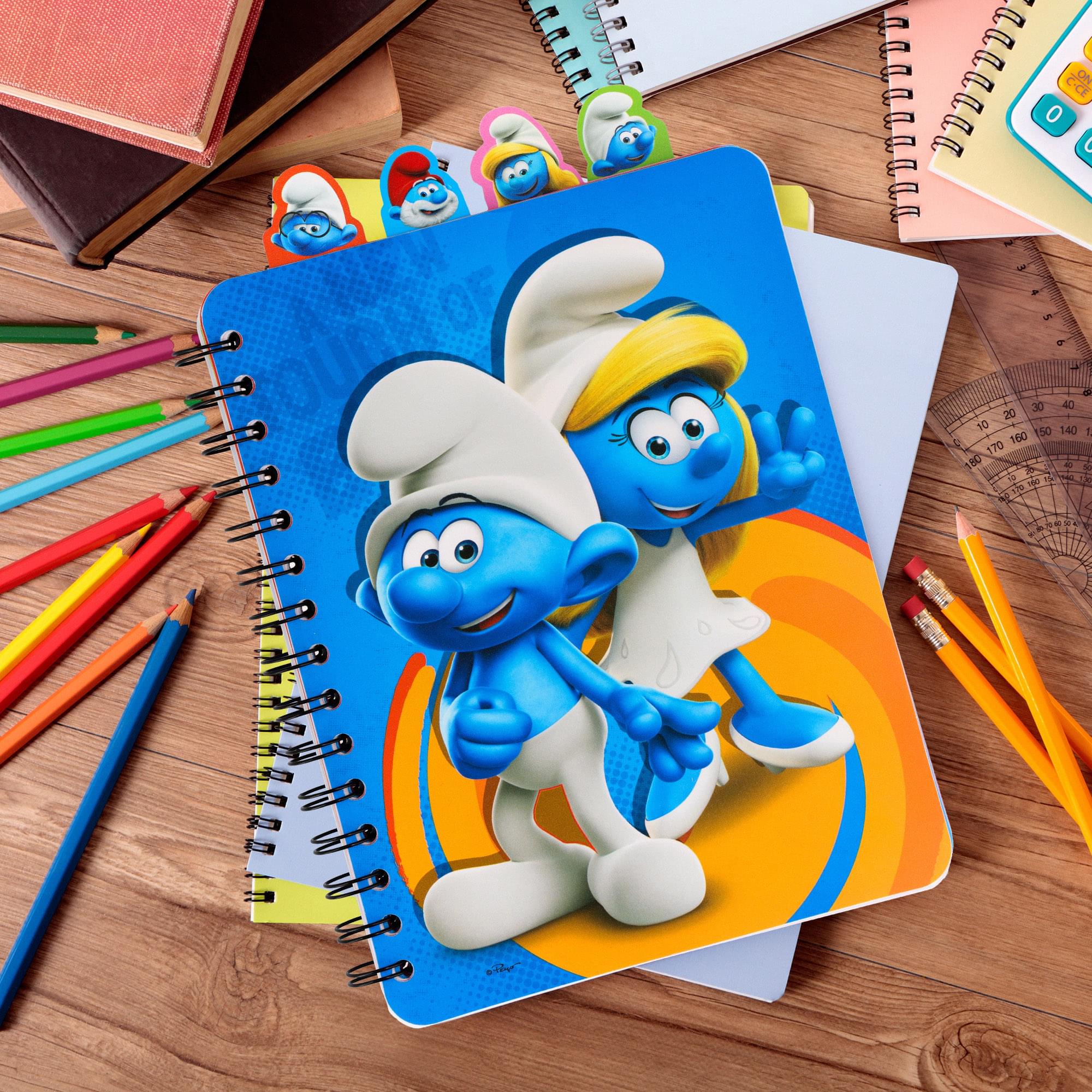 The Smurfs: A New Touch Of Blue 4-Tab Spiral Notebook With 160 Dotted Sheets