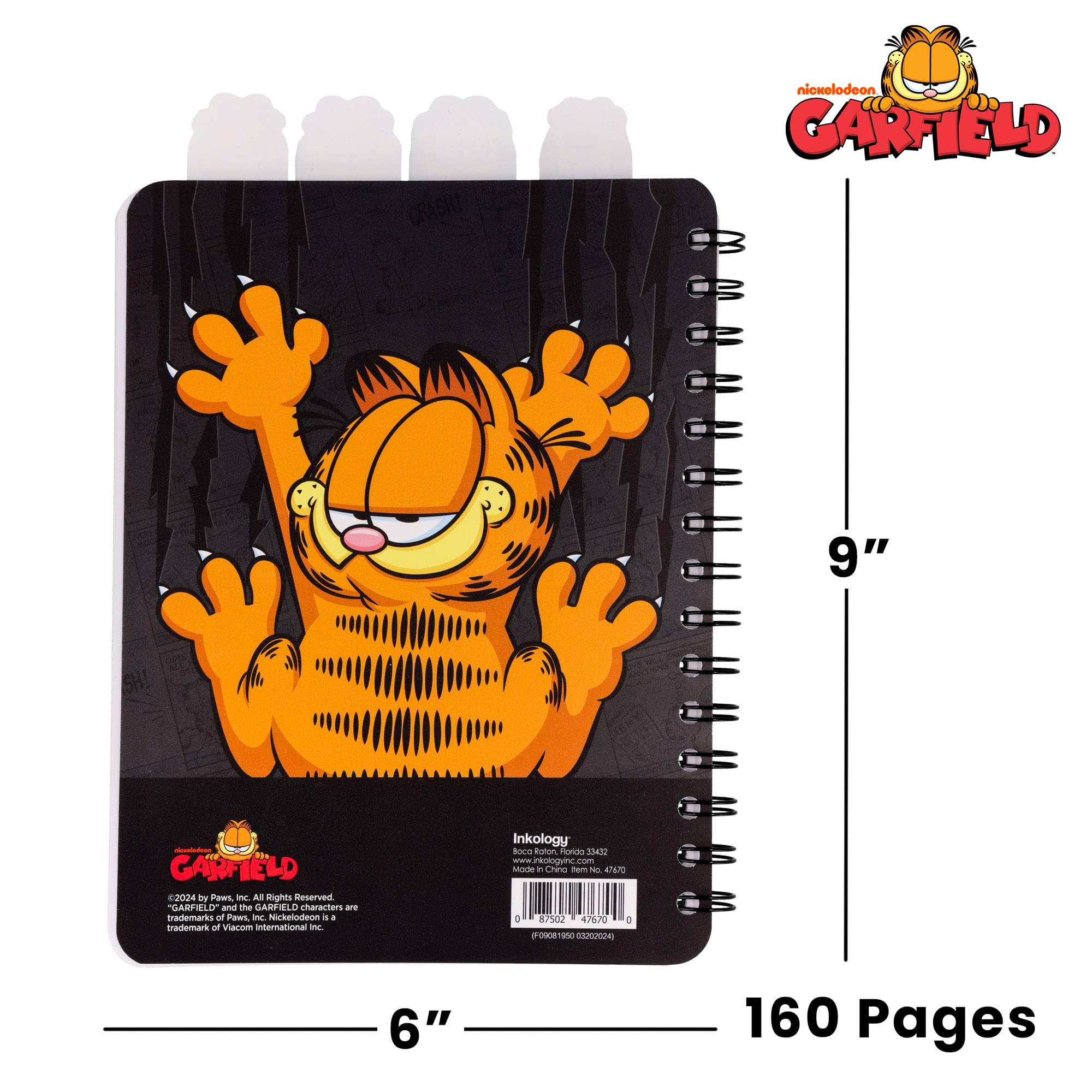 Garfield 4-Tab Spiral Notebook With 160 Dotted Sheets | 6 x 9 Inches