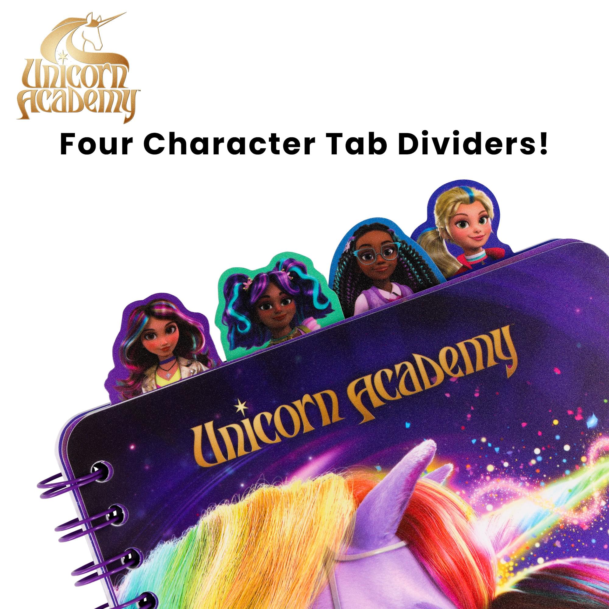 Unicorn Academy 4-Tab Spiral Notebook With 160 Dotted Sheets | 6 x 9 Inches