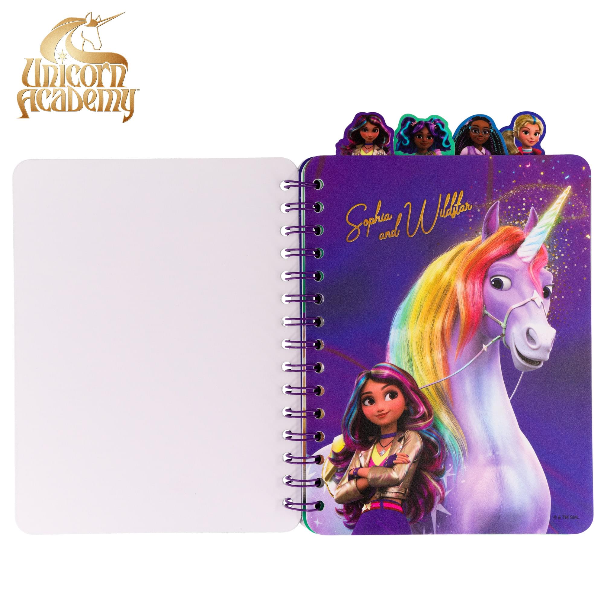 Unicorn Academy 4-Tab Spiral Notebook With 160 Dotted Sheets | 6 x 9 Inches