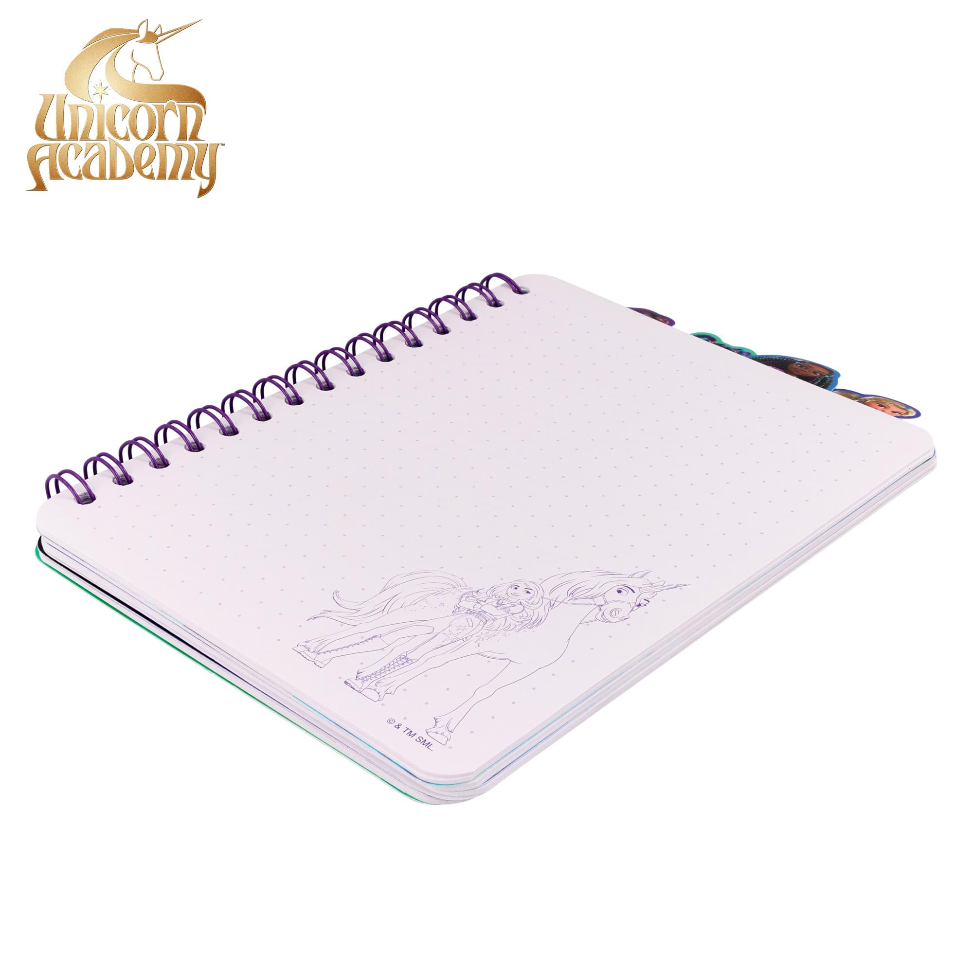 Unicorn Academy 4-Tab Spiral Notebook With 160 Dotted Sheets | 6 x 9 Inches