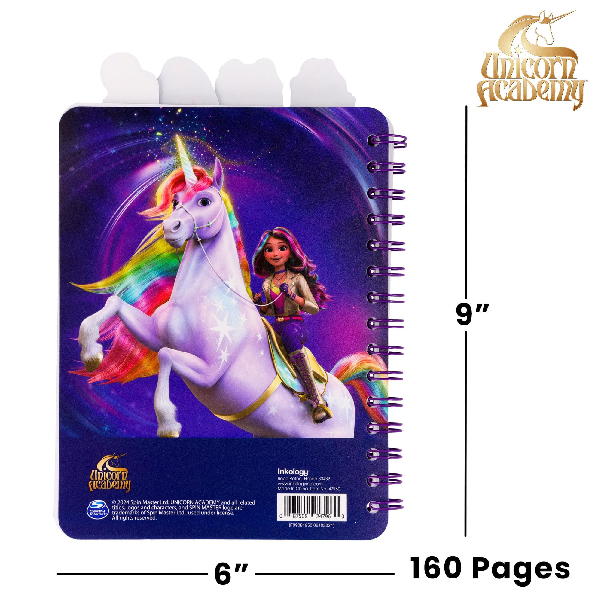 Unicorn Academy 4-Tab Spiral Notebook With 160 Dotted Sheets | 6 x 9 Inches