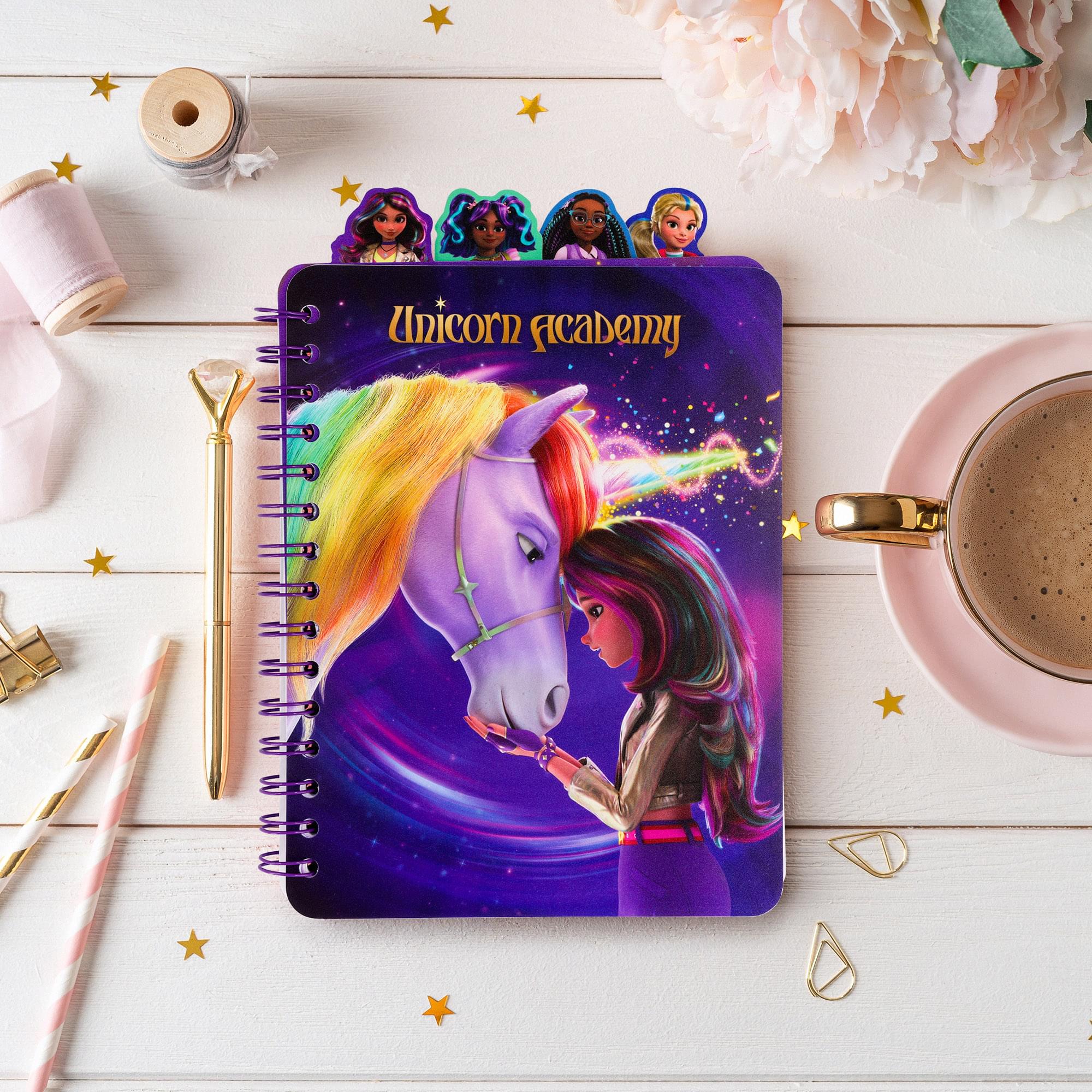 Unicorn Academy 4-Tab Spiral Notebook With 160 Dotted Sheets | 6 x 9 Inches