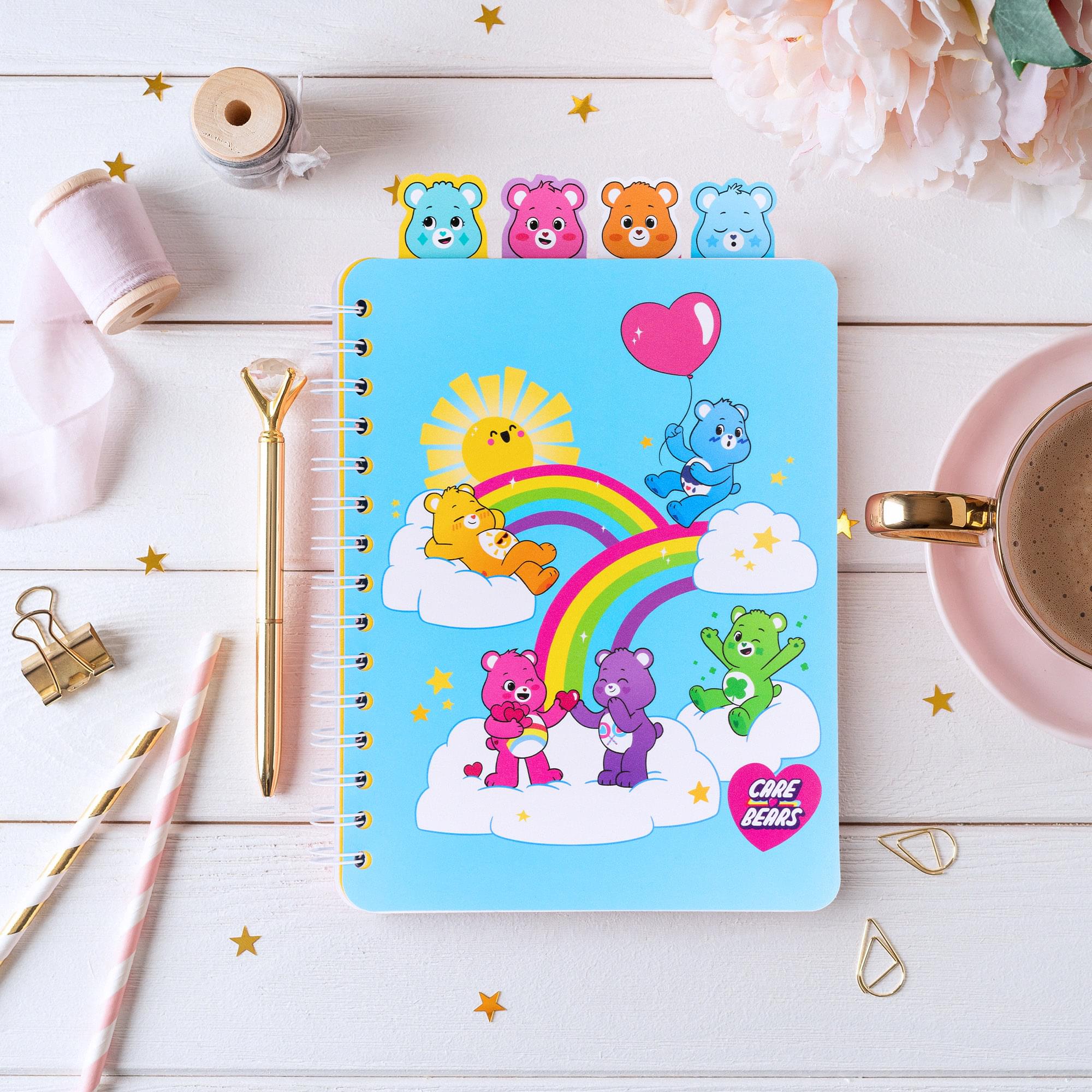 Care Bears: Unlock the Magic Rainbows 4-Tab Spiral Notebook With 160 Sheets