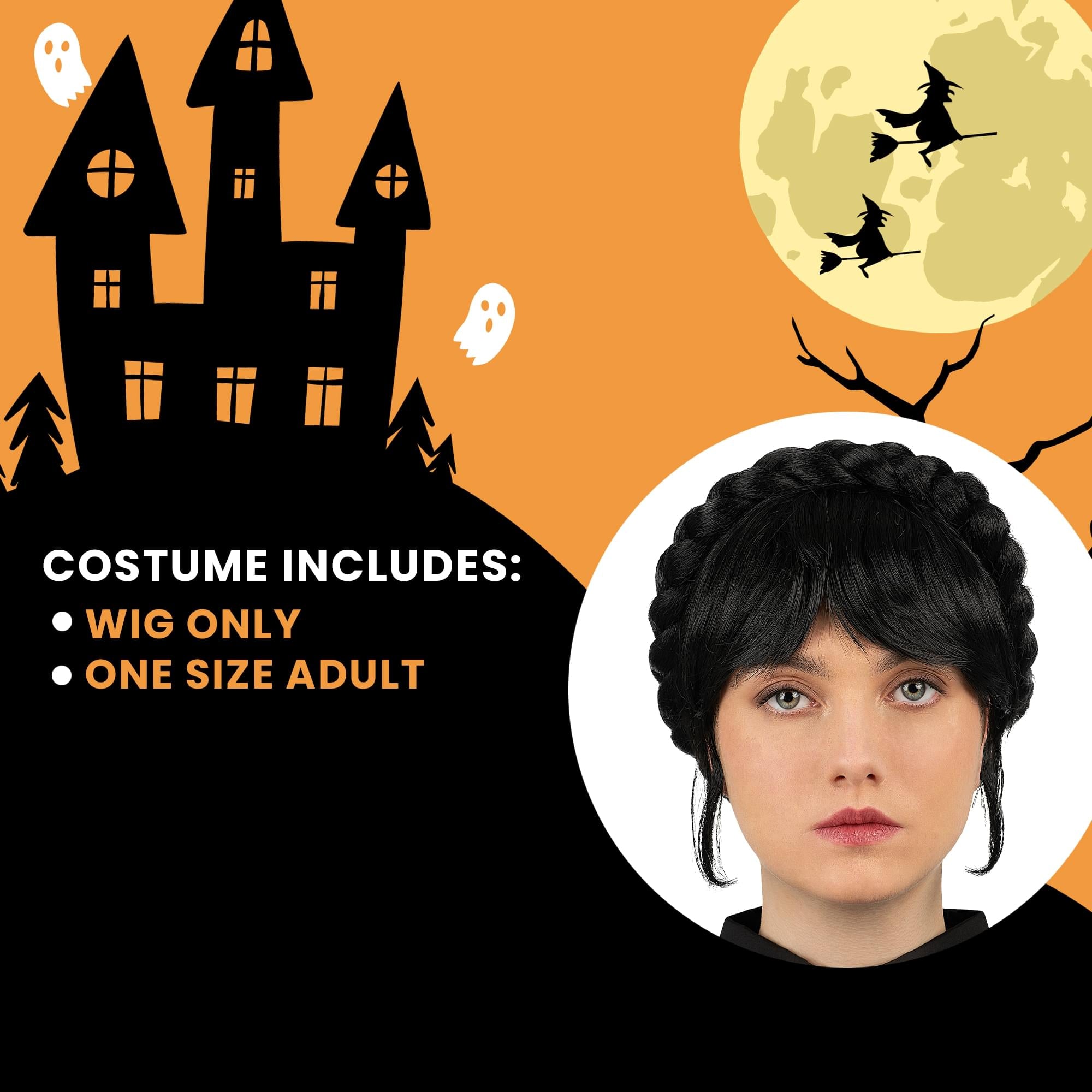 Black Crown Braid Adult Costume Wig
