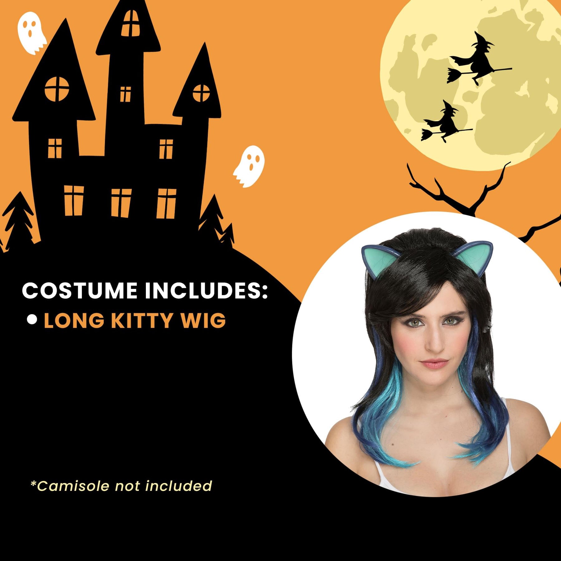 Long Kitty Adult Costume Wig
