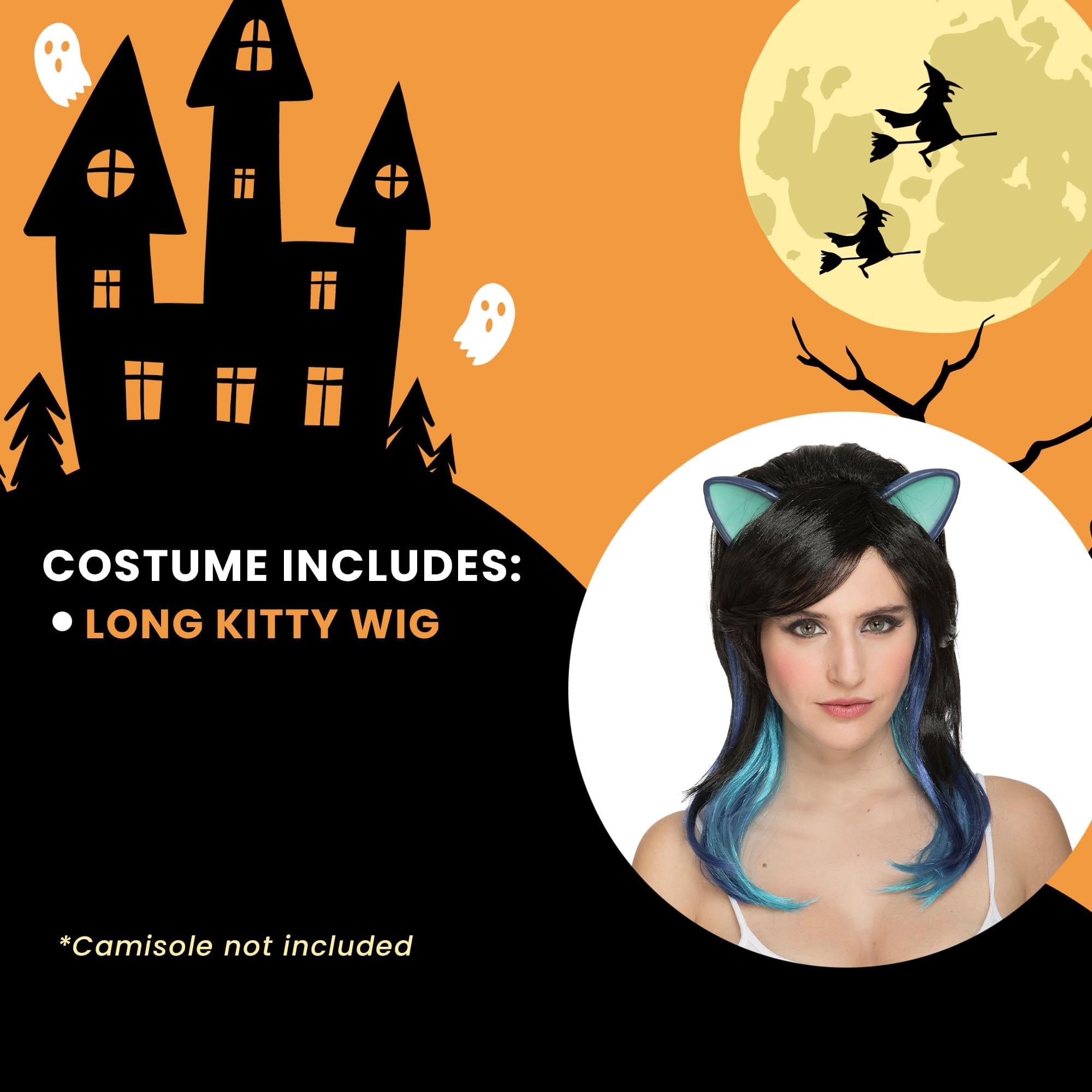 Long Kitty Adult Costume Wig