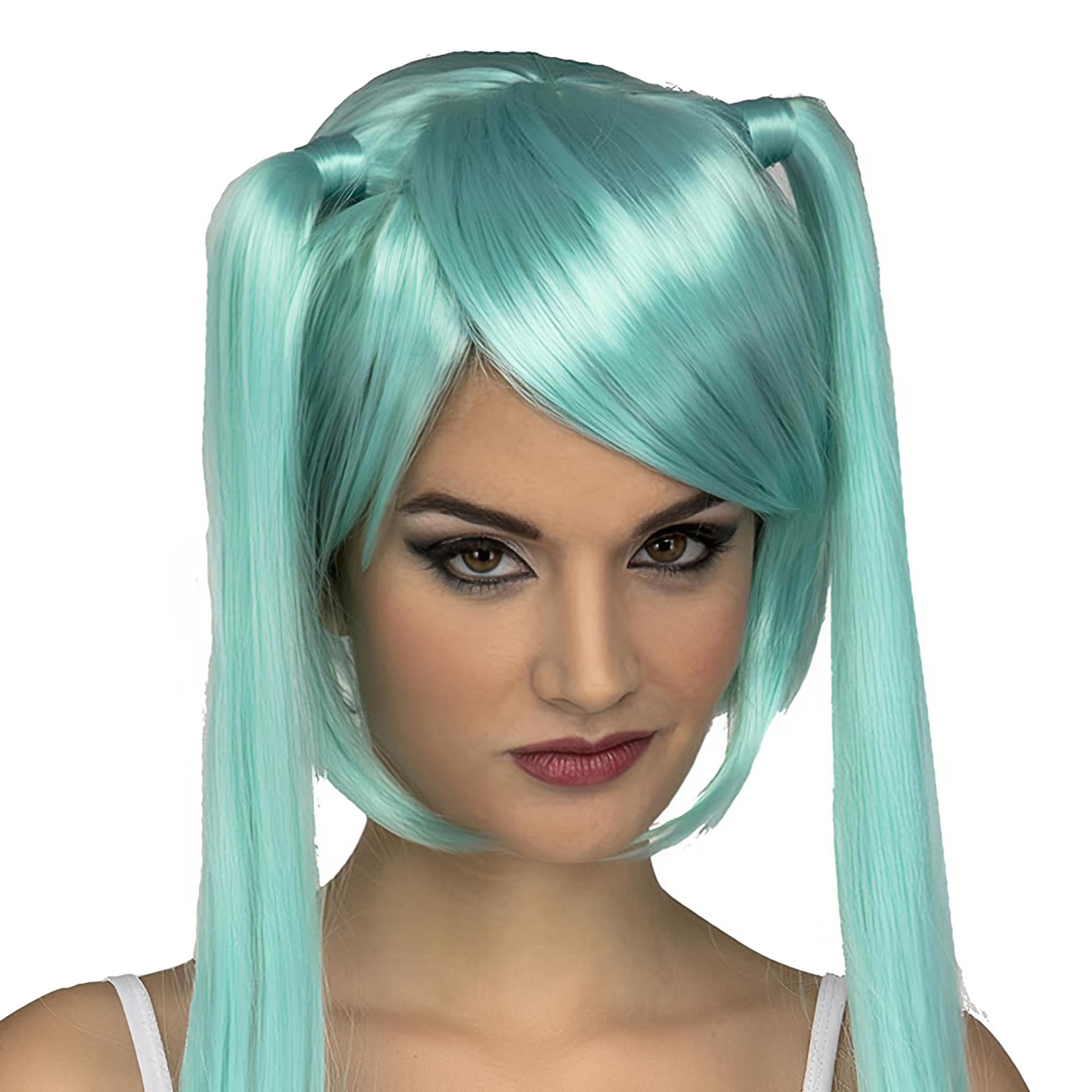 Long Blue Manga Adult Costume Wig