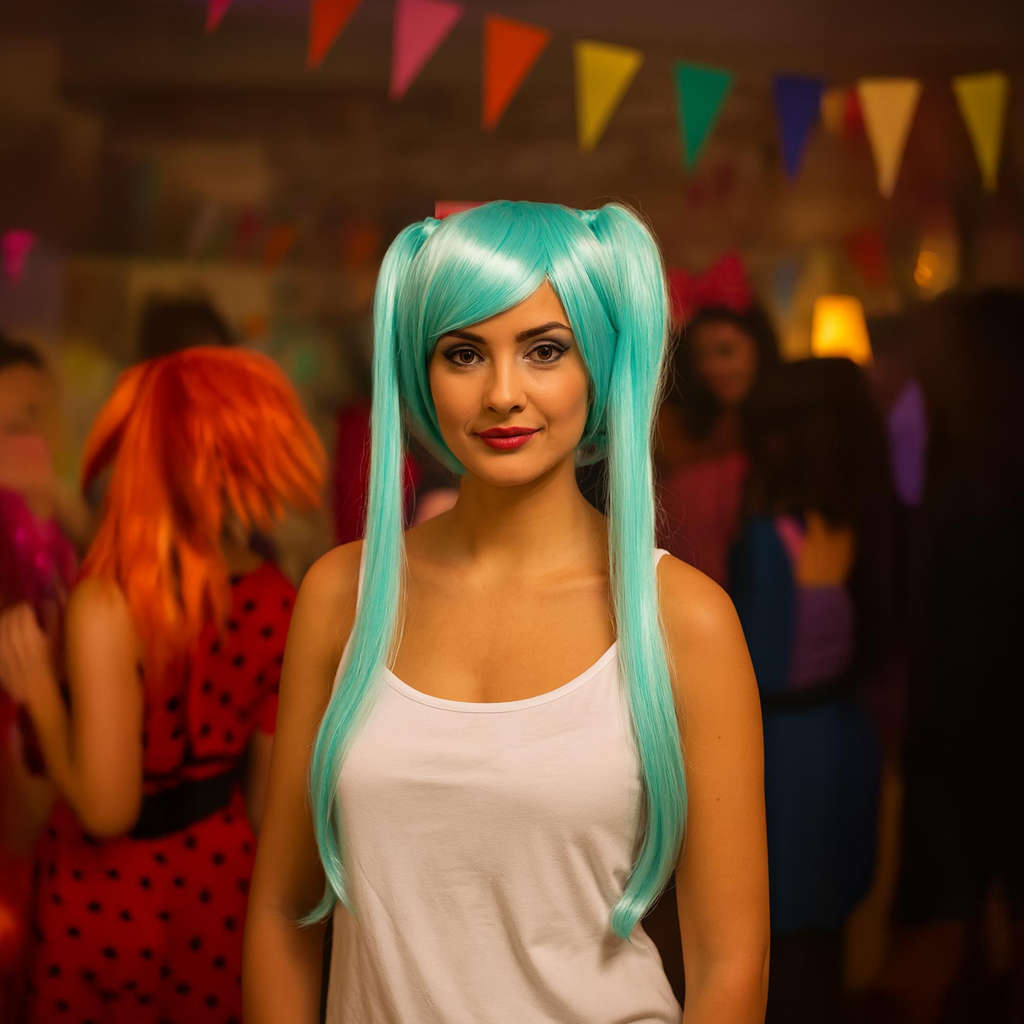 Long Blue Manga Adult Costume Wig