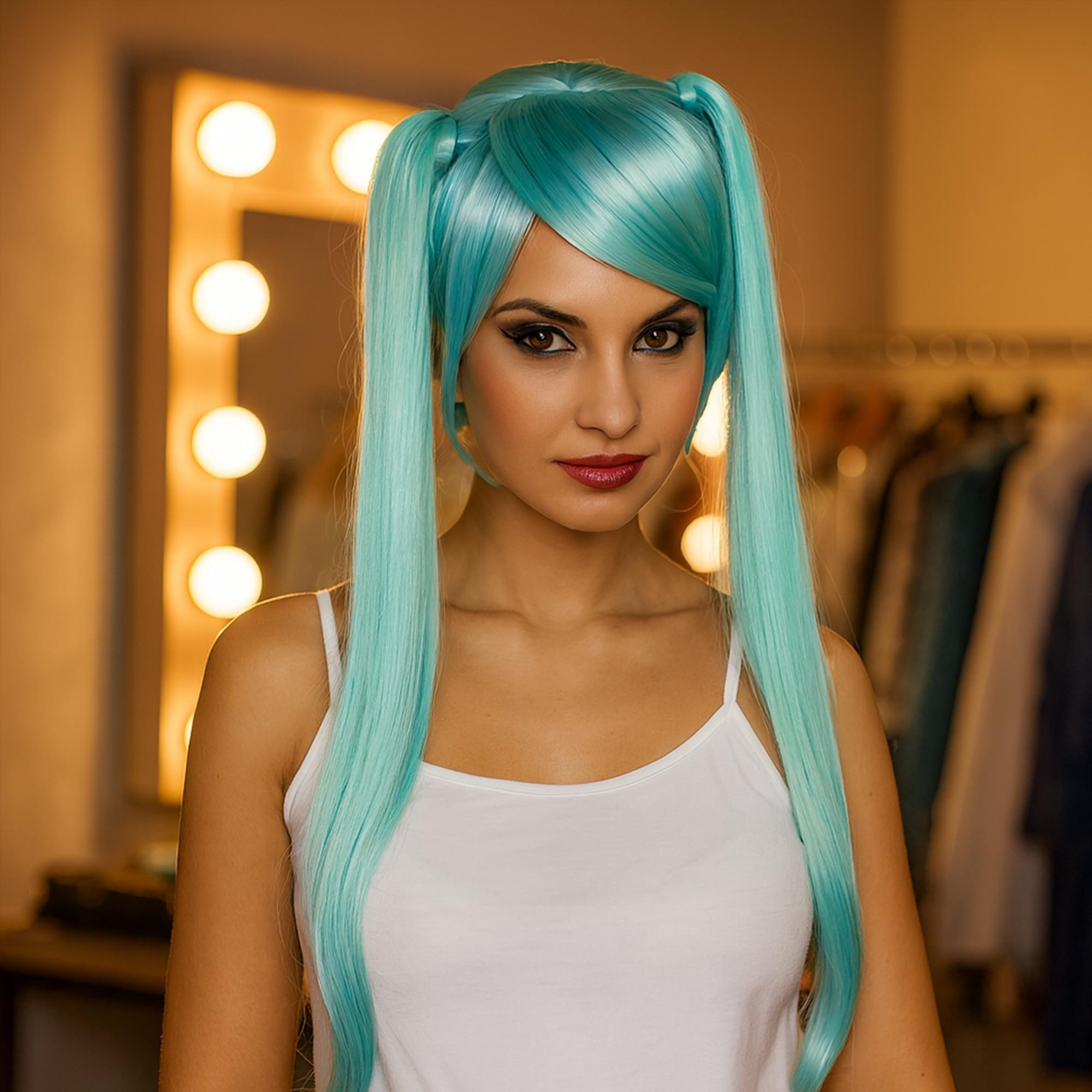 Long Blue Manga Adult Costume Wig