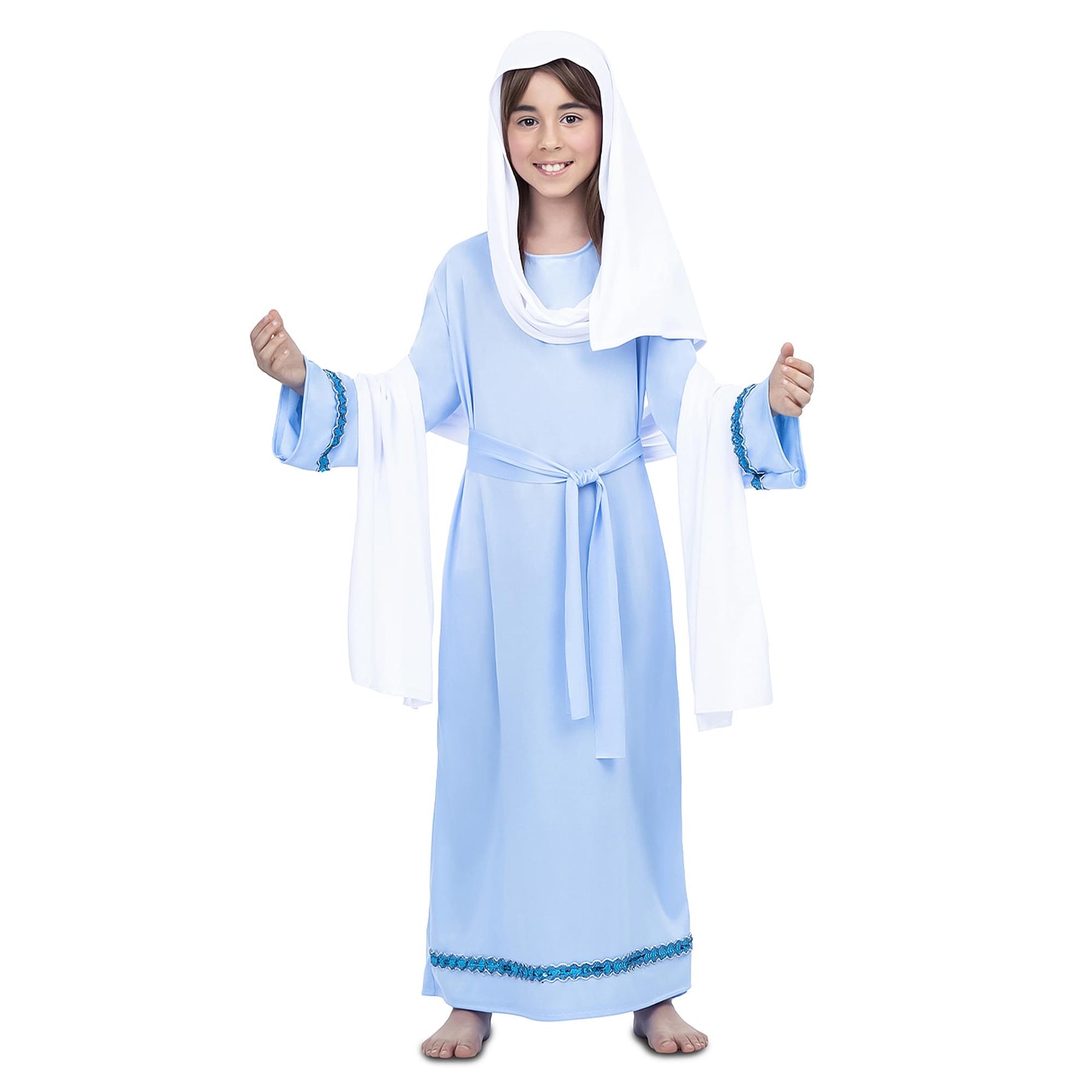 MQZQP Kids Saint Mary Costume – Virgin Mary Dress With Shawl & Sash For Girls, Halloween & Dress-Up