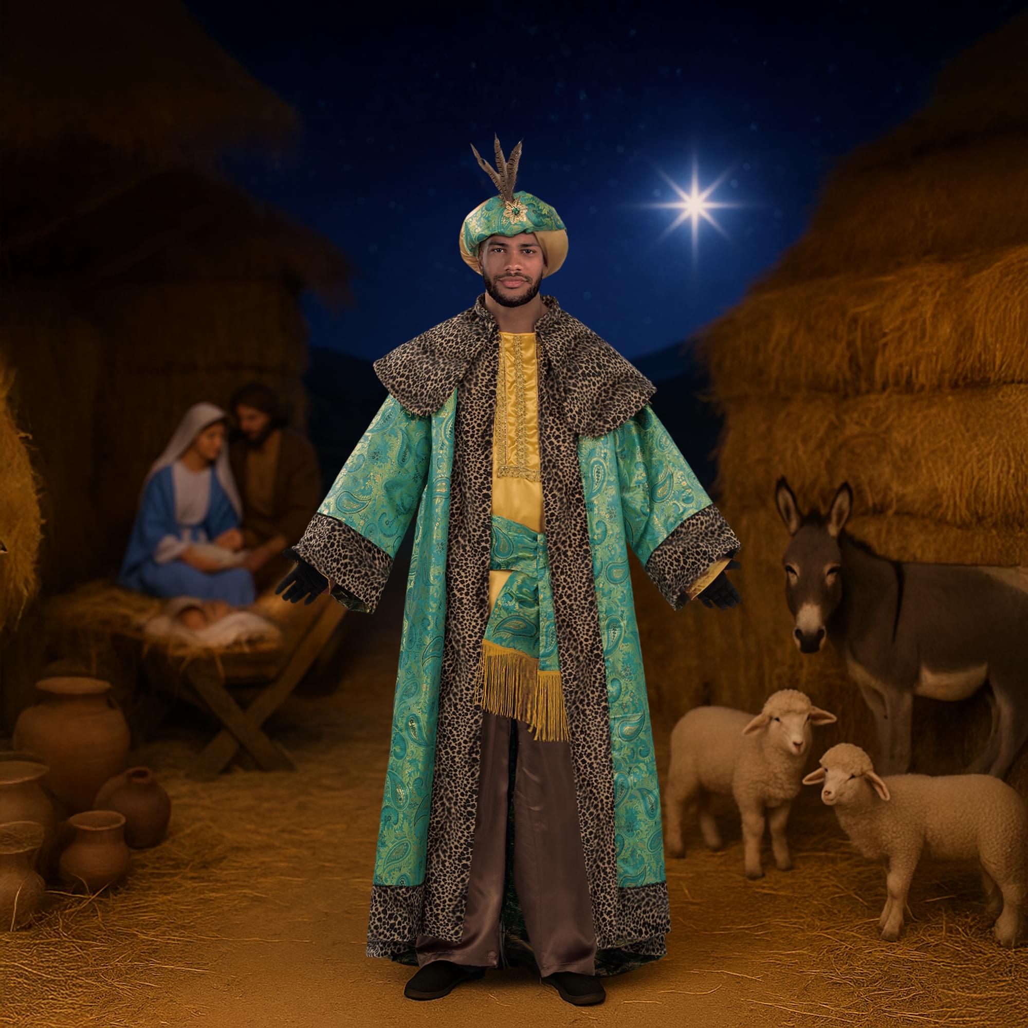 Wise Man King Balthazar Brocade Adult Costume | Standard