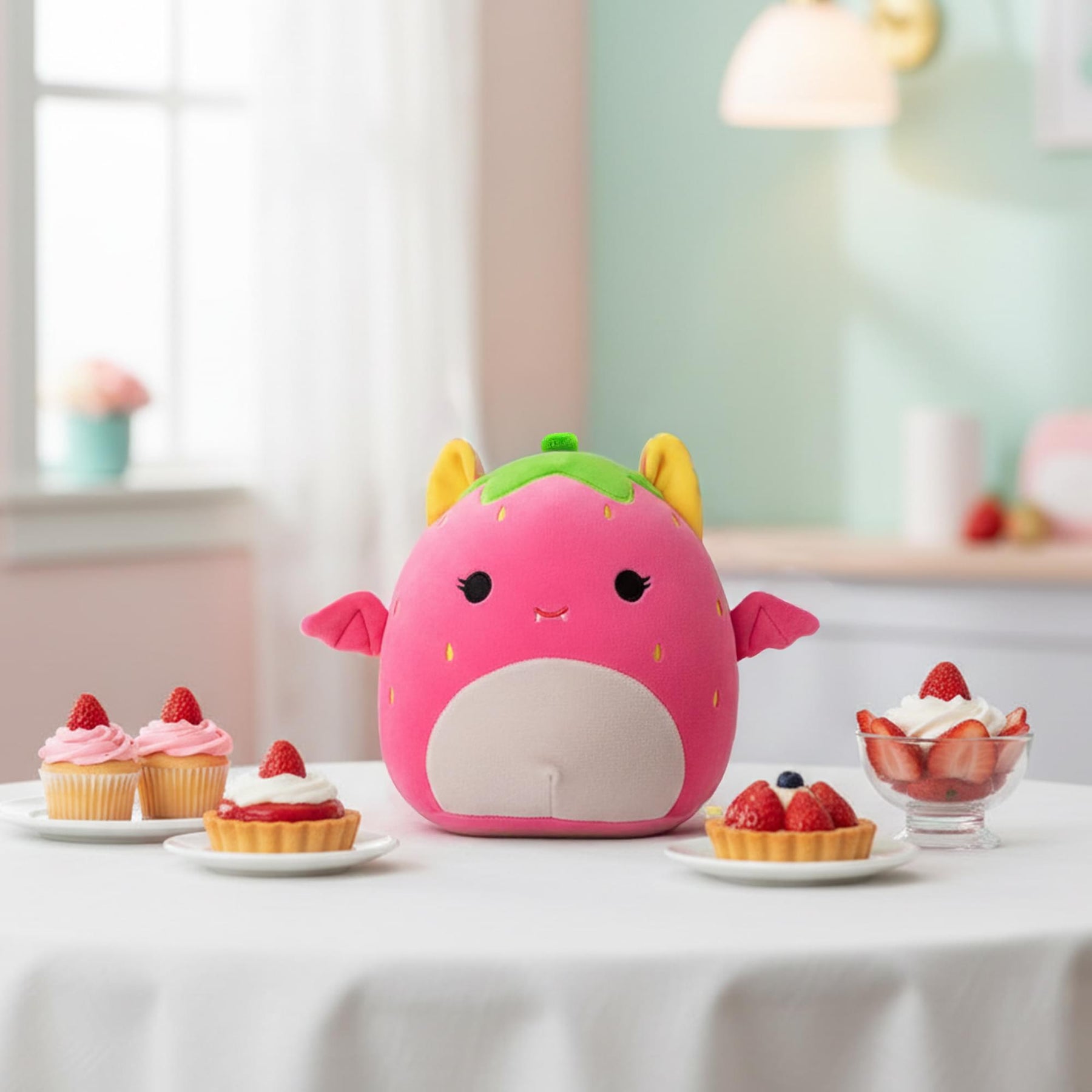 Squishmallows Blacklight Squad 8 Inch Plush | Gwendolyn The Strawberry Fruit Bat