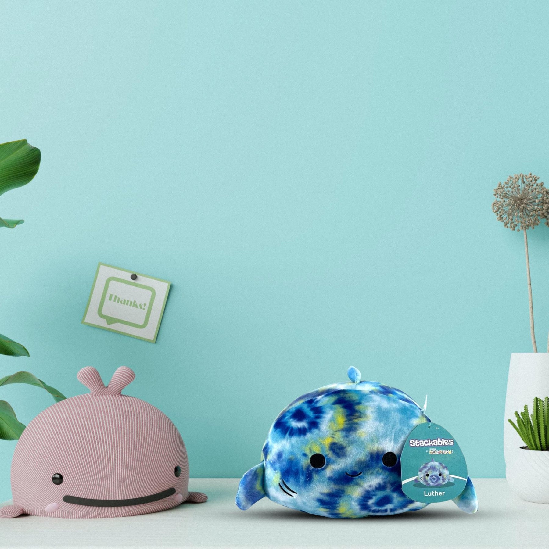 Squishmallow 8 Inch Stackable Plush | Luther the Tie Dye Shark