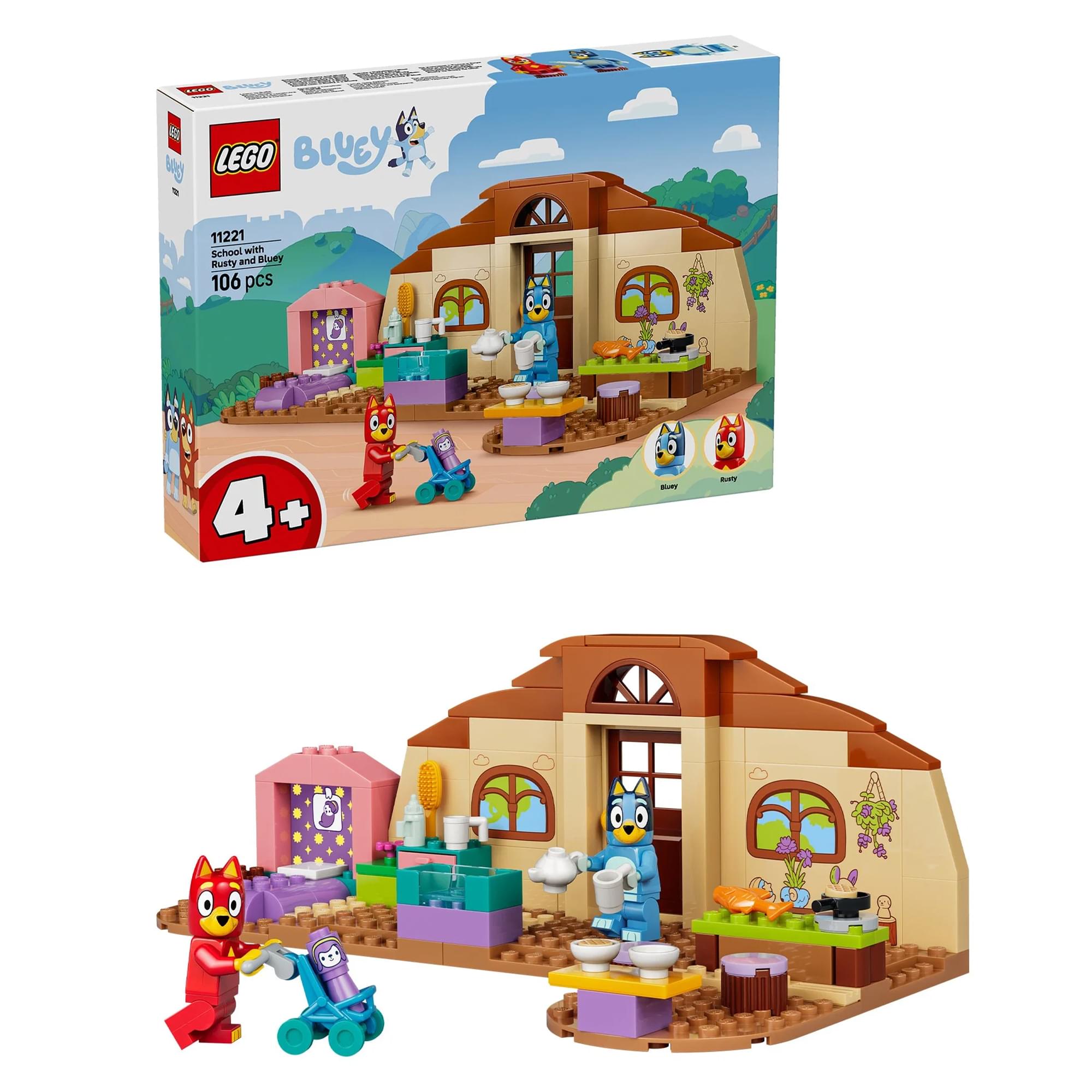 Bluey LEGO 11221 School With Rusty and Bluey 106-Piece Building Set