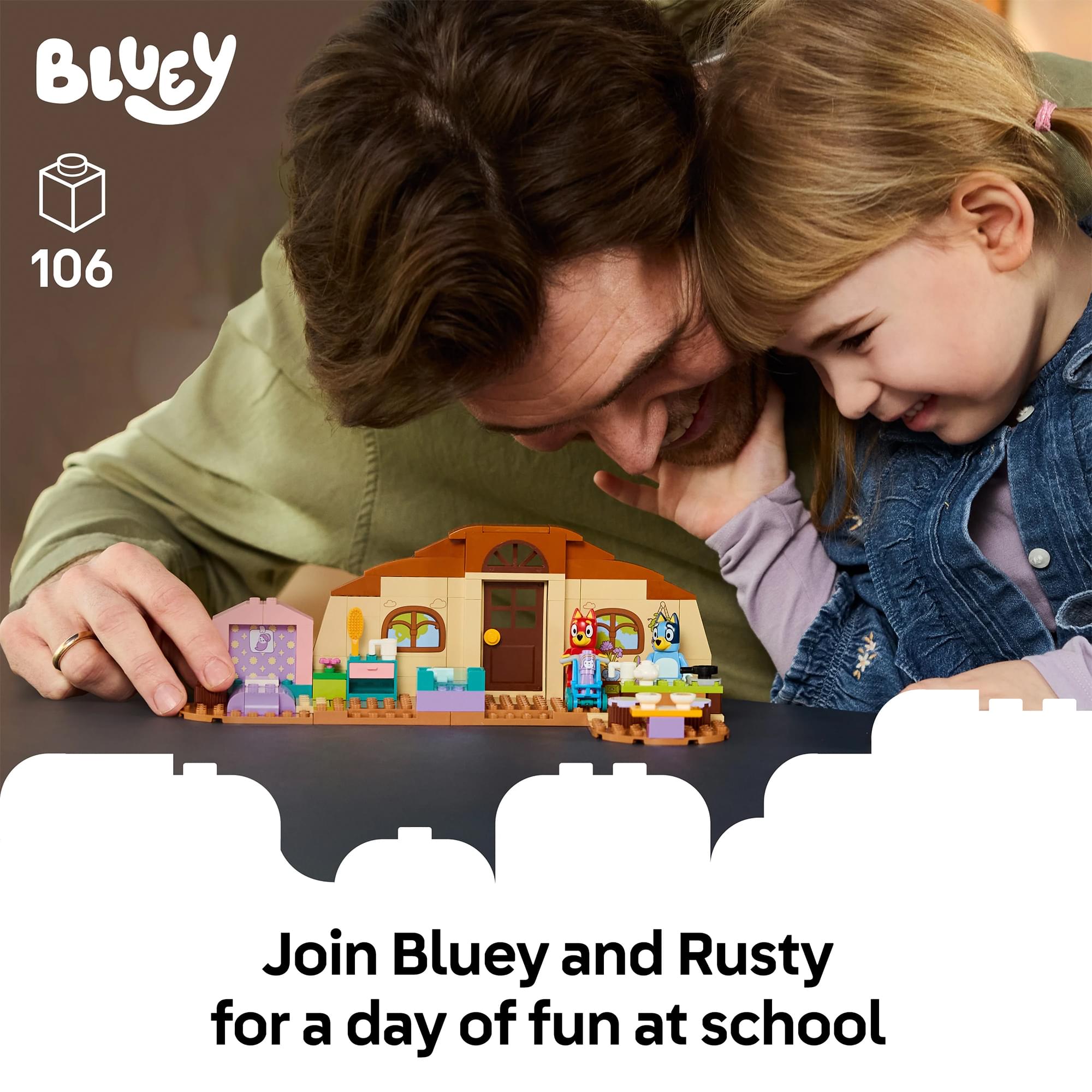 Bluey LEGO 11221 School With Rusty and Bluey 106-Piece Building Set