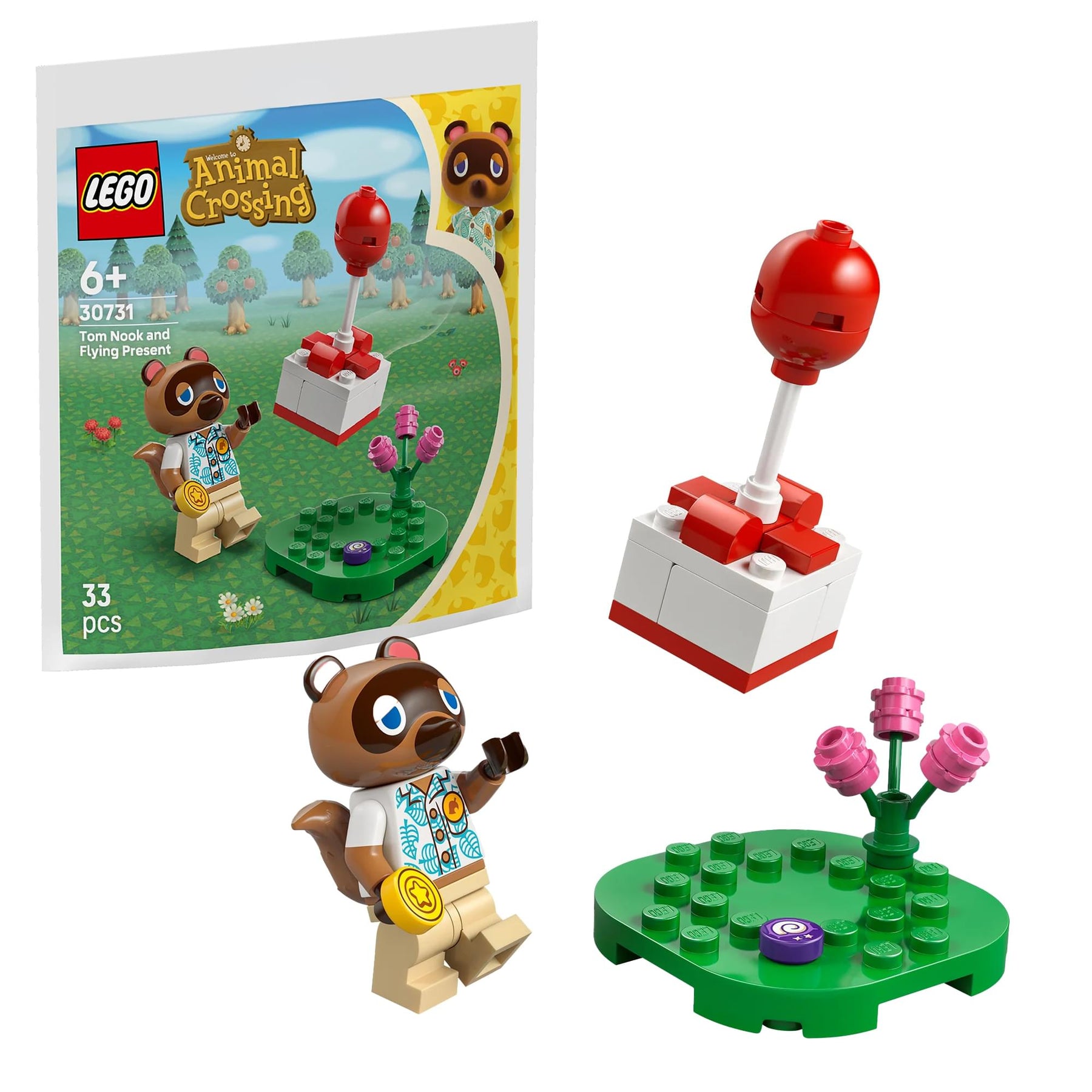 LEGO Animal Crossing 30731 Tom Nook and Flying Present 33-Piece Building Set