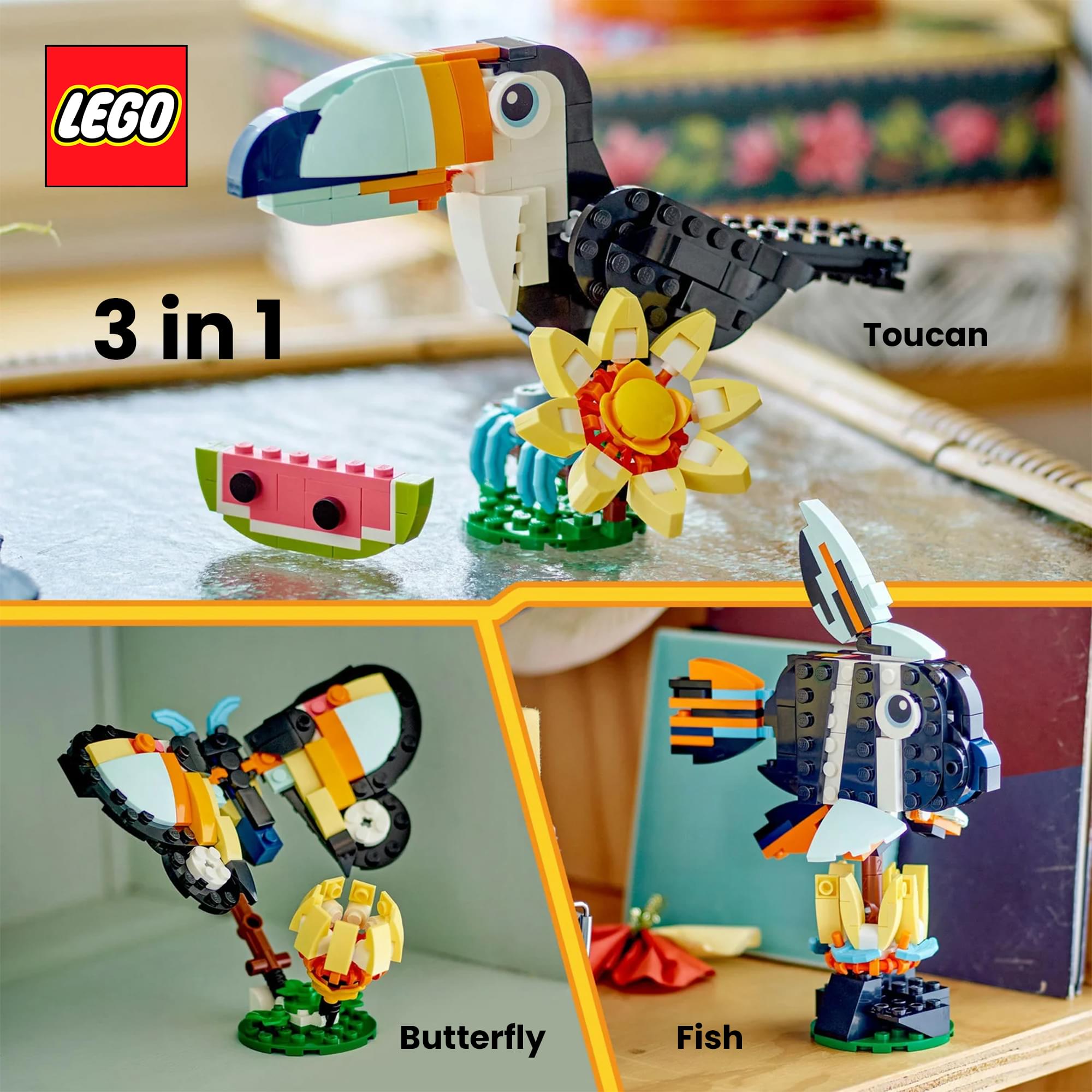 LEGO Creator 3 In 1 31173 Wild Animals: Tropical Toucan 225-Piece Building Set