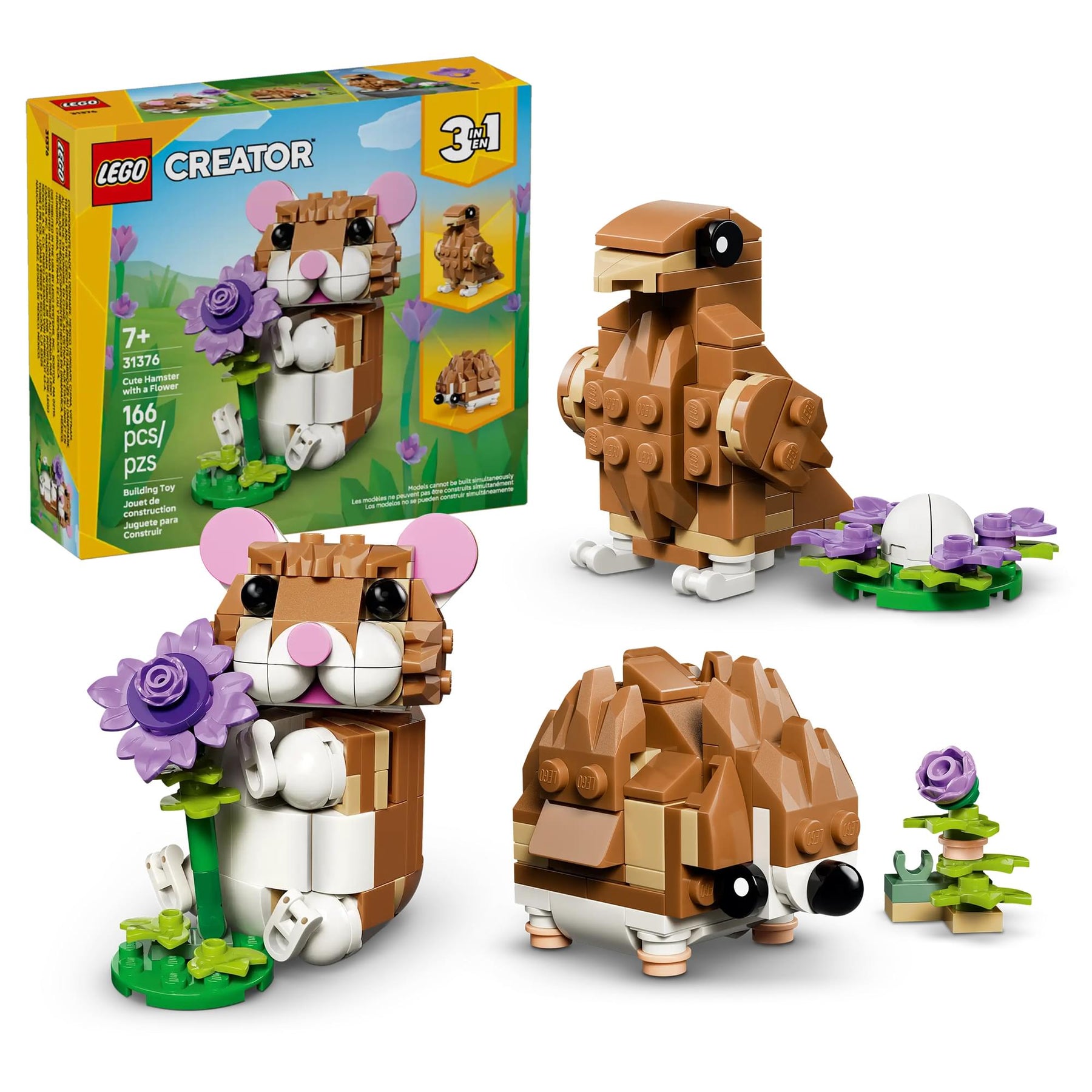 LEGO Creator 3 In 1 31376 Hamster With Flower 166-Piece Building Set