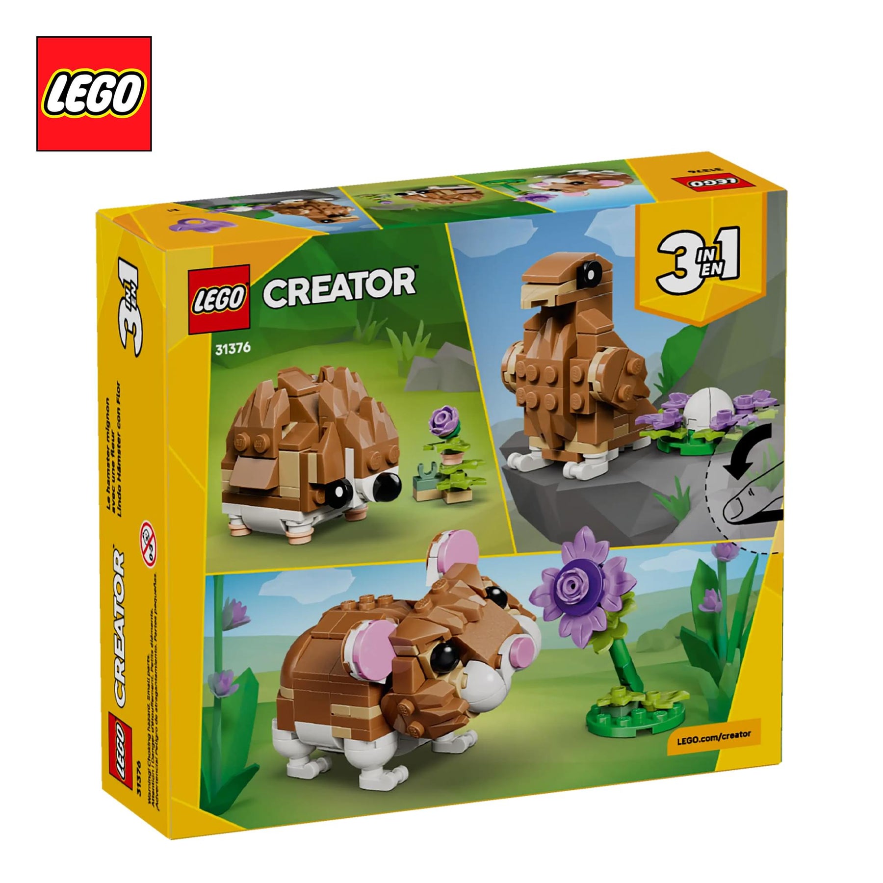 LEGO Creator 3 In 1 31376 Hamster With Flower 166-Piece Building Set