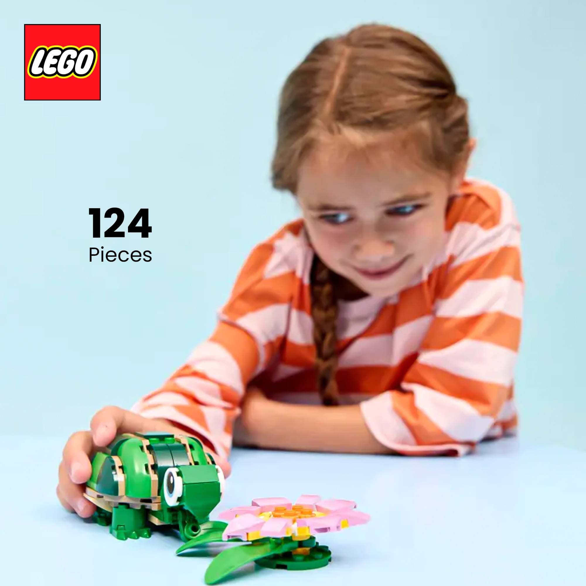 LEGO Creator 3 In 1 31377 Turtle With Water Lily Flower 124-Piece Building Set