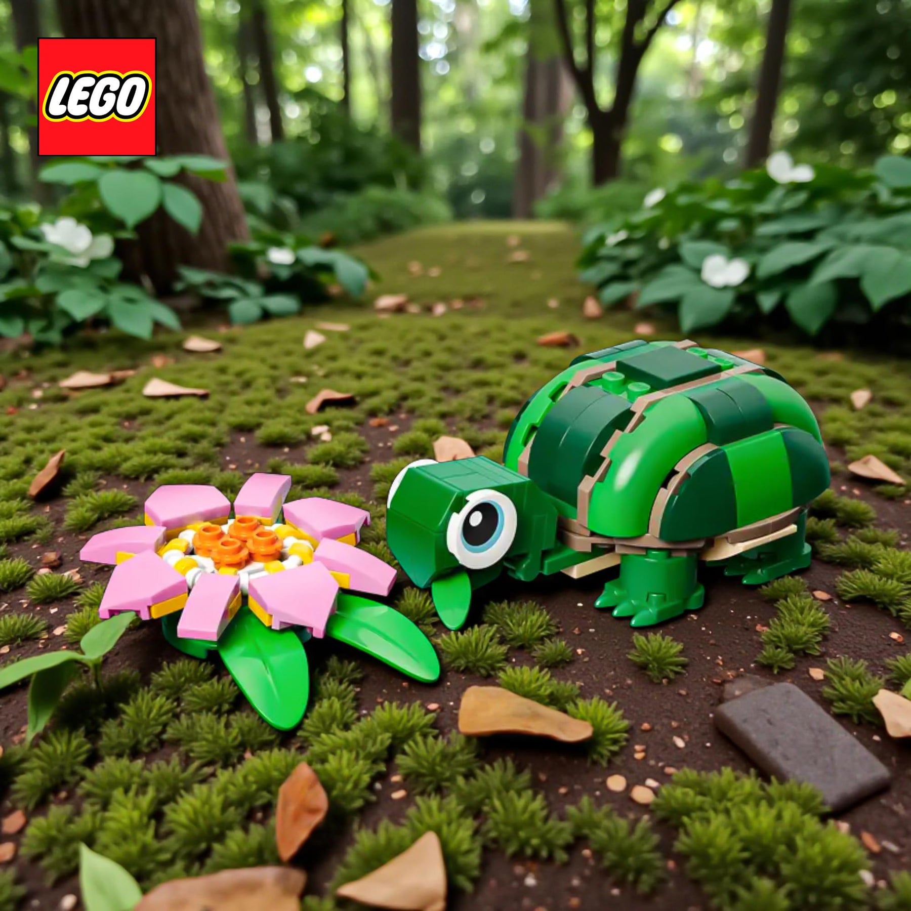 LEGO Creator 3 In 1 31377 Turtle With Water Lily Flower 124-Piece Building Set