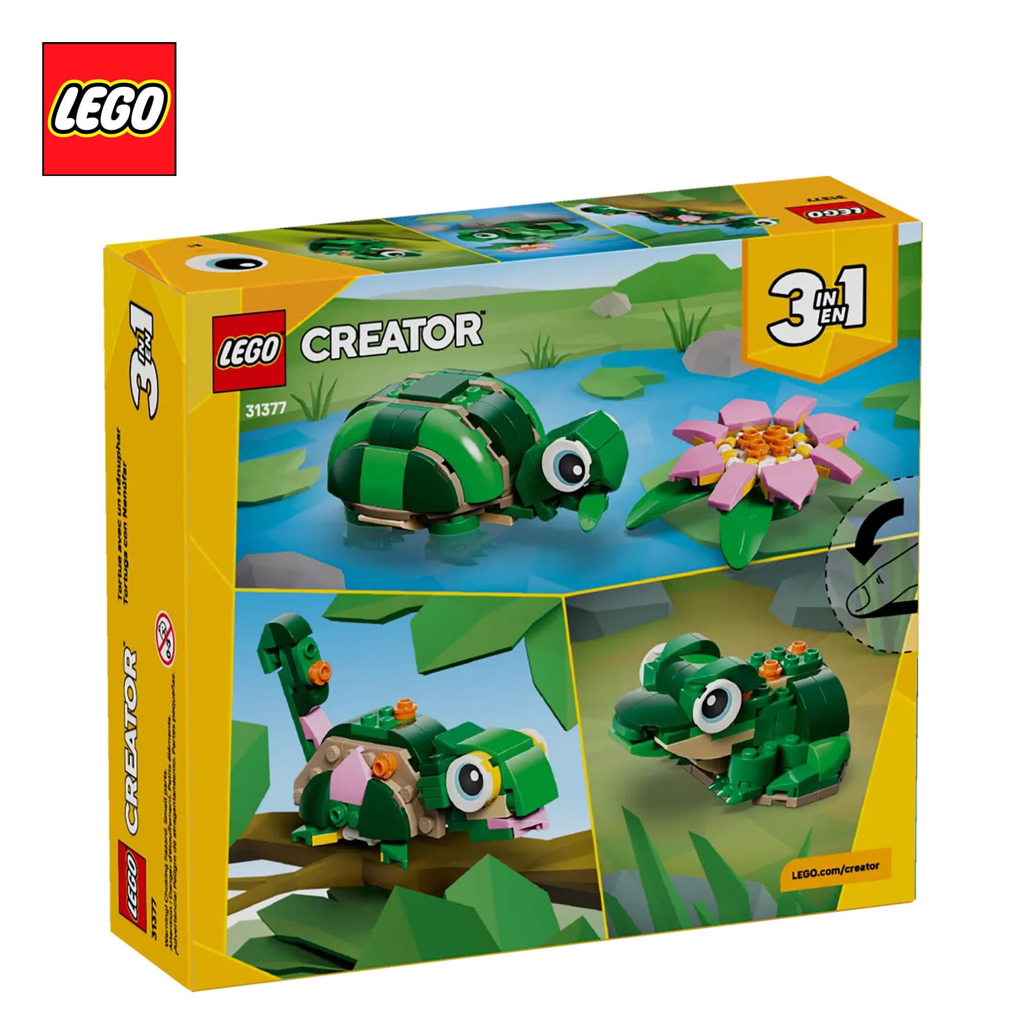 LEGO Creator 3 In 1 31377 Turtle With Water Lily Flower 124-Piece Building Set