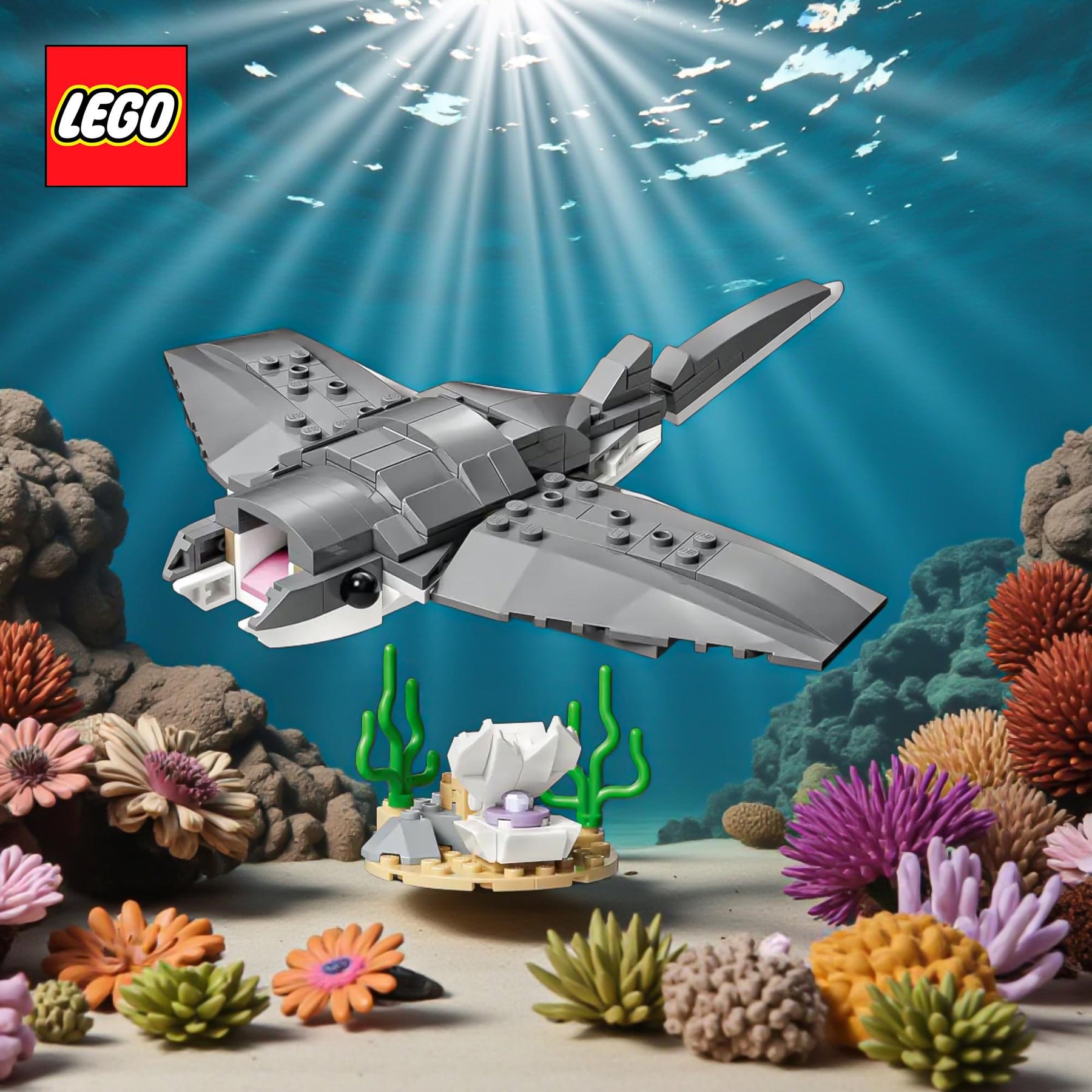 LEGO Creator 3 In 1 31381 Shark With Treasure Chest 379-Piece Building Set