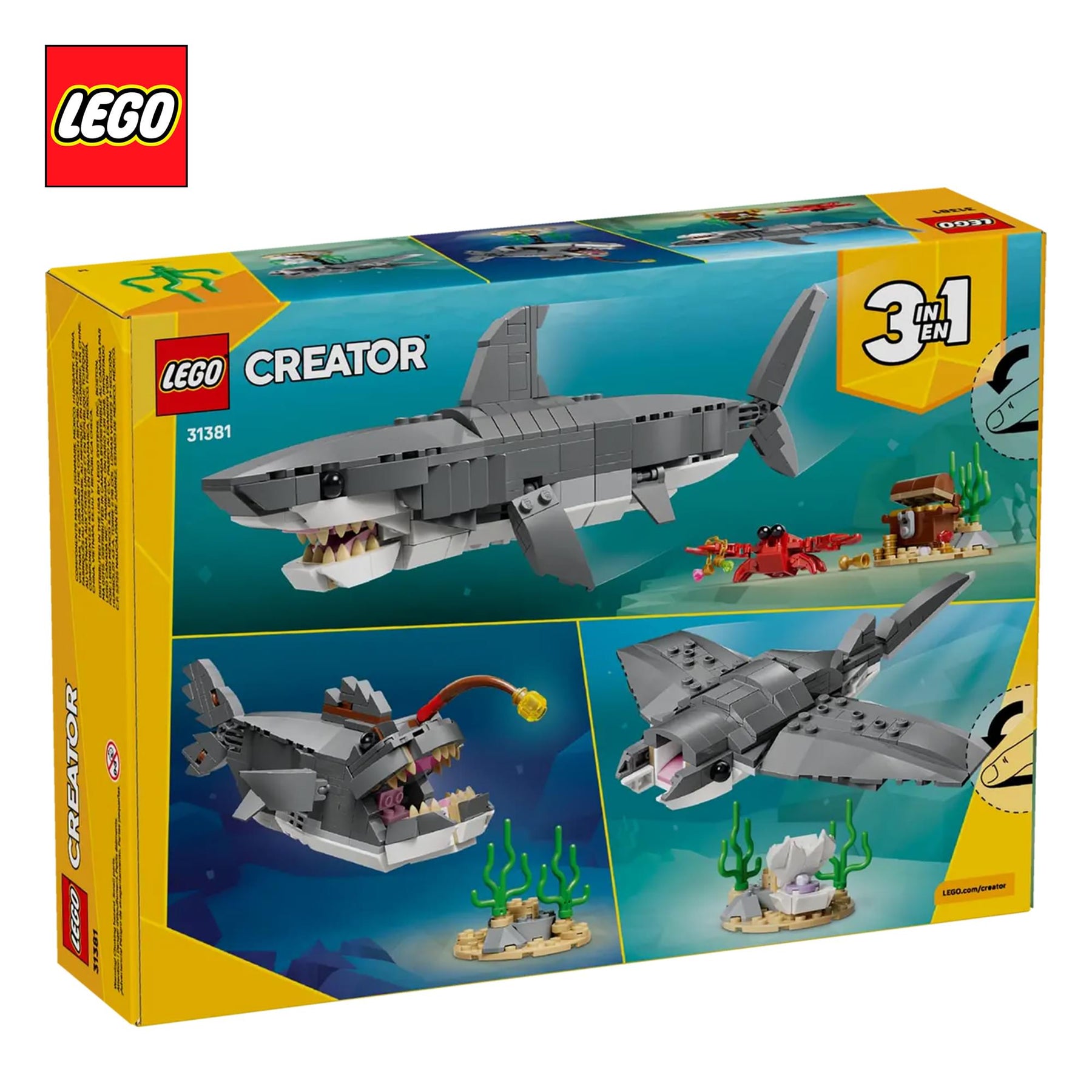 LEGO Creator 3 In 1 31381 Shark With Treasure Chest 379-Piece Building Set