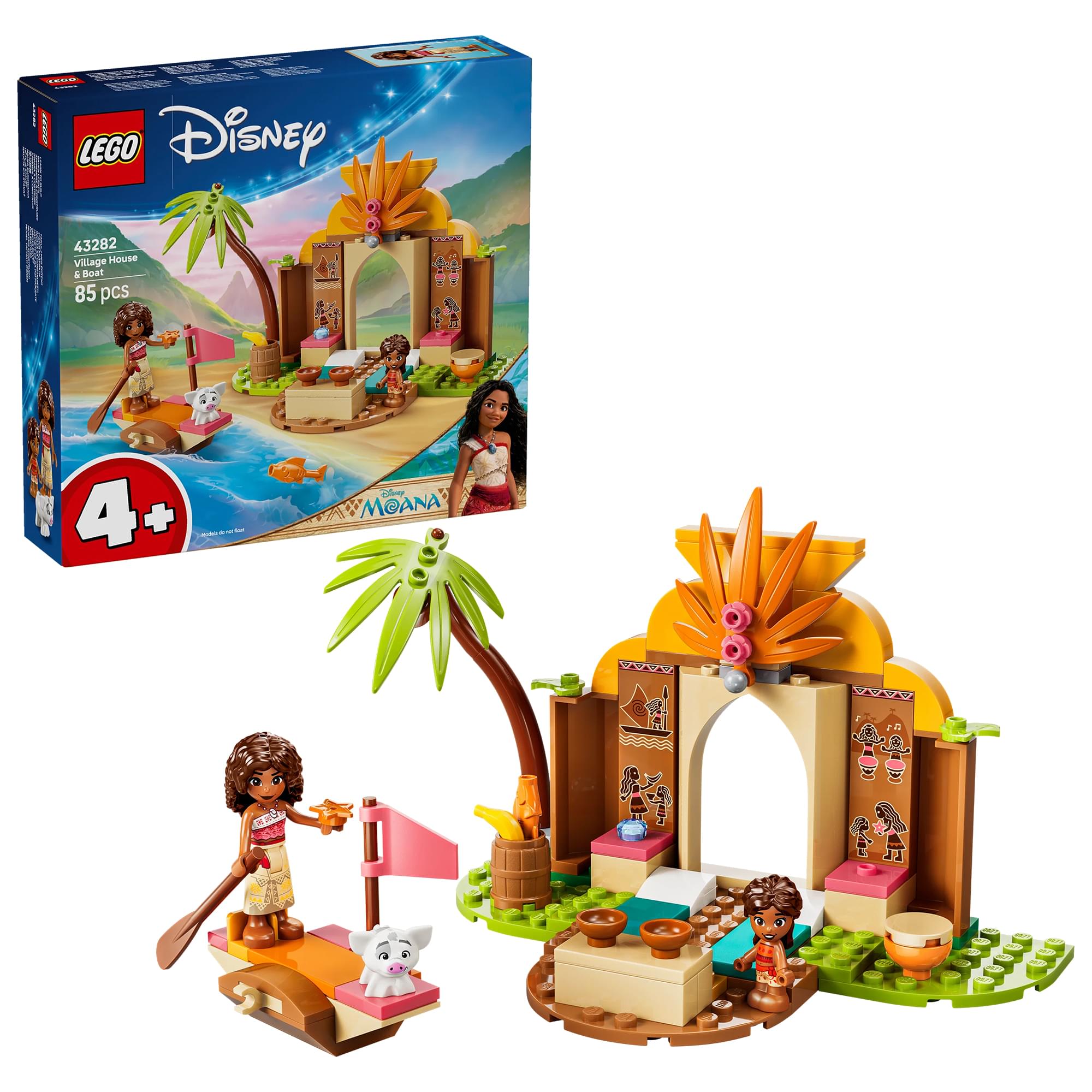 Disney Mohana LEGO 43282 Village House & Boat 85-Piece Building Set