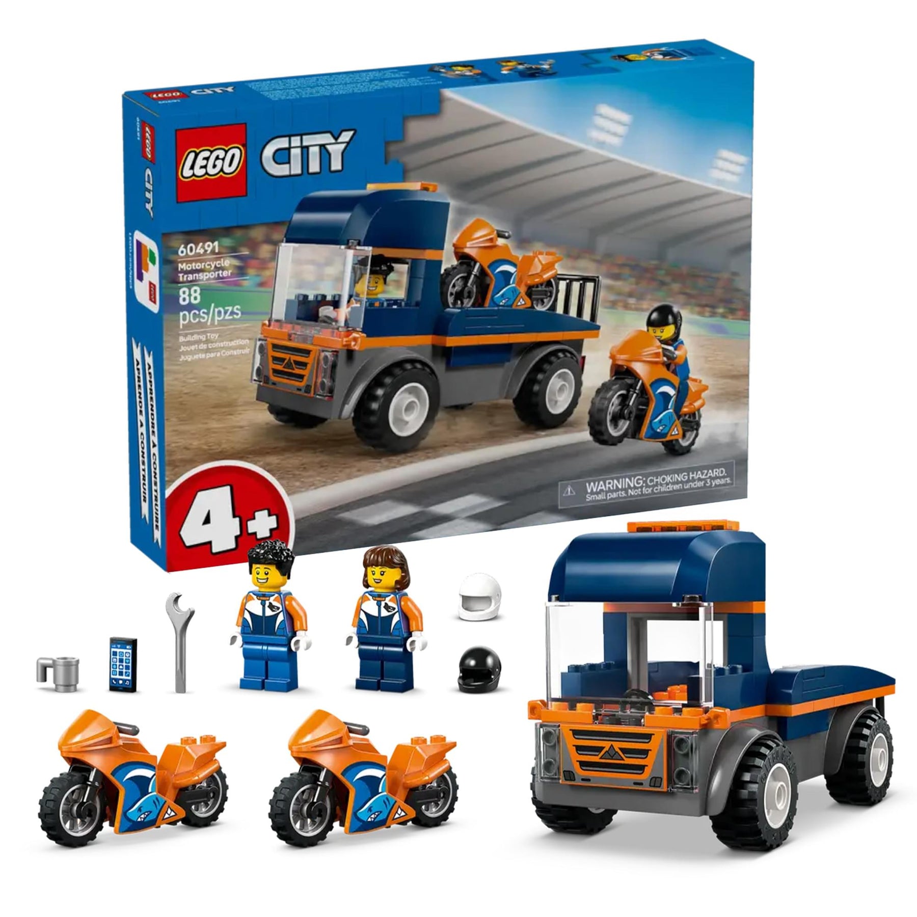 LEGO City 60491 Motorcycle Transporter 88-Piece Building Set