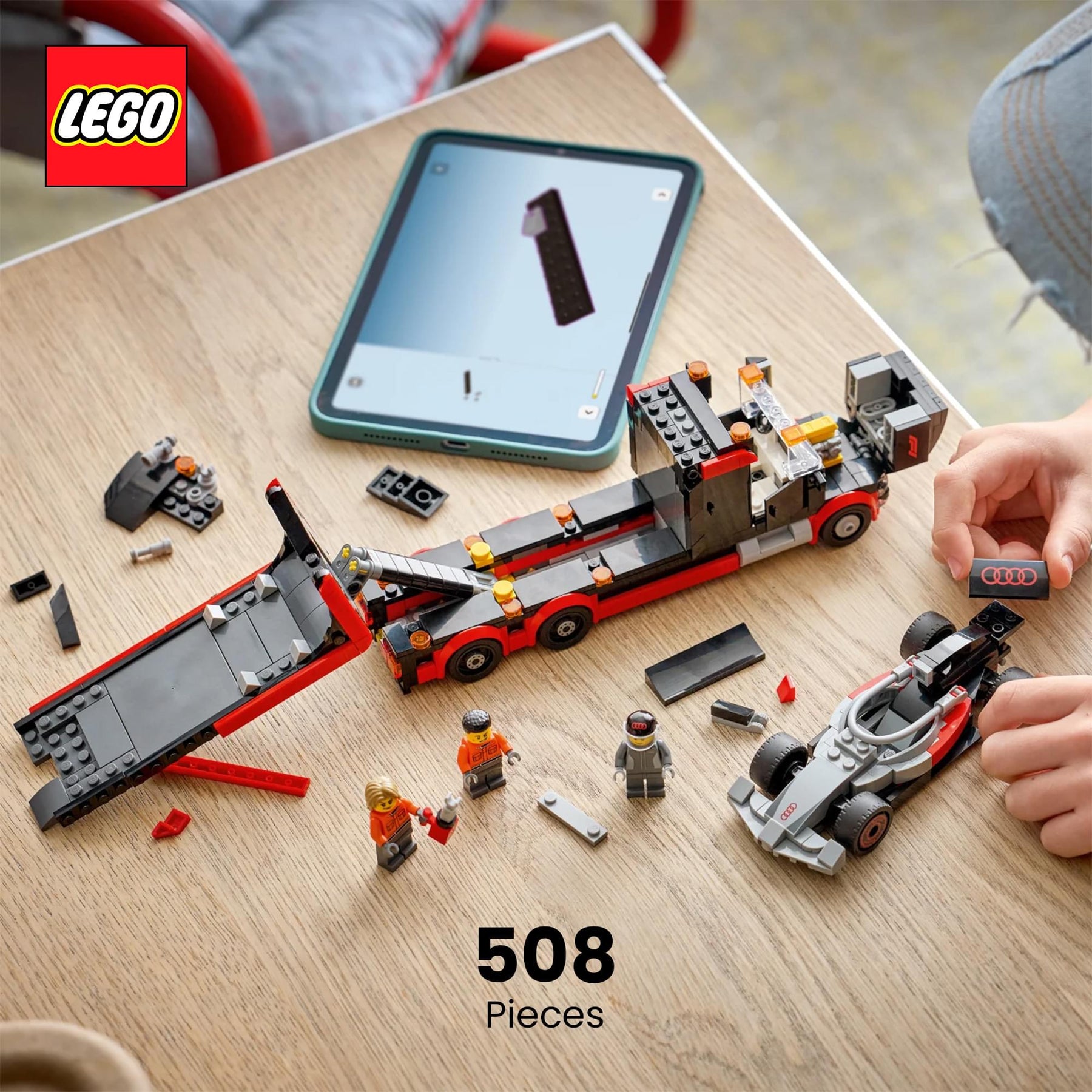 LEGO City 60493 Truck With Audi F1 Race Car 508-Piece Building Set