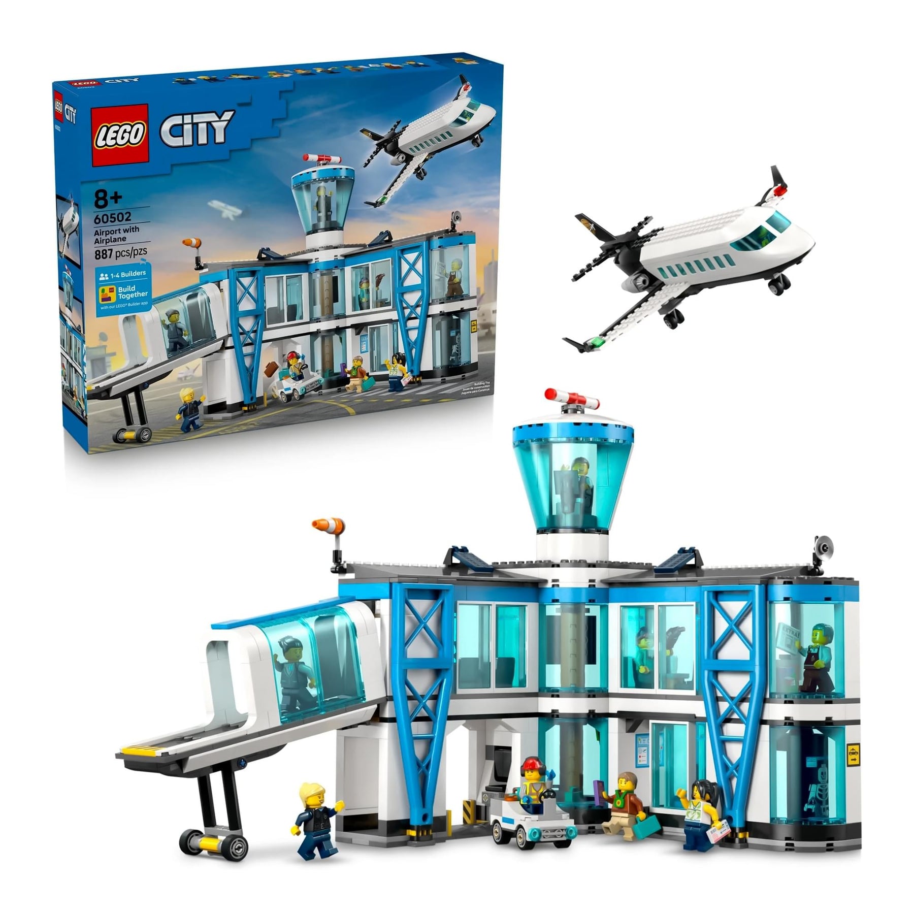 LEGO City 60502 Airport With Airplane 887-Piece Building Set