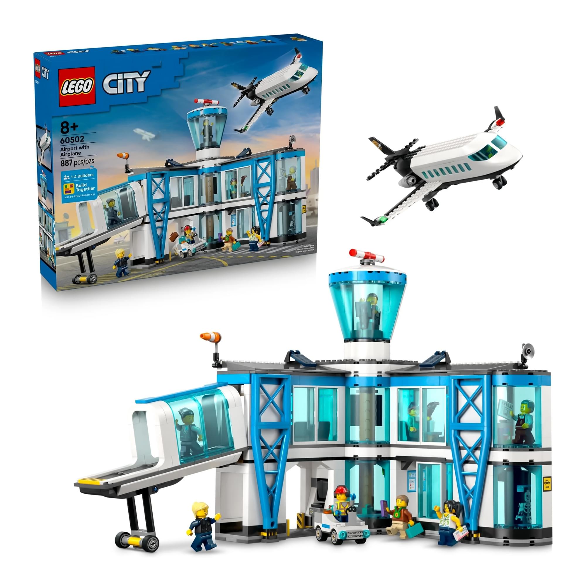 LEGO City 60502 Airport With Airplane 887-Piece Building Set