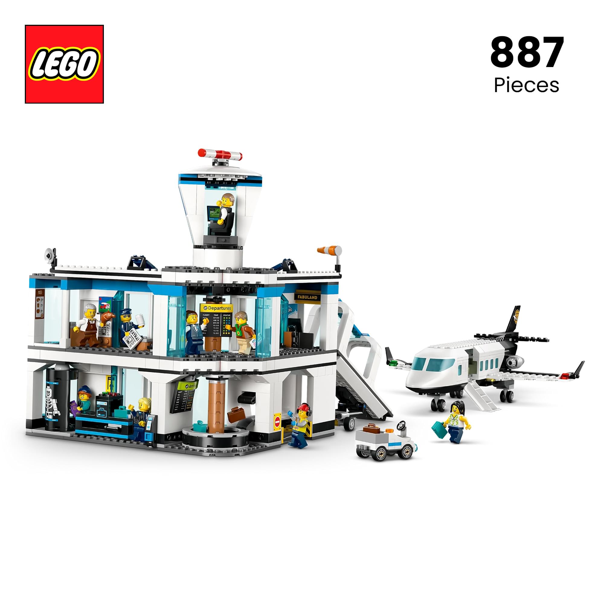 LEGO City 60502 Airport With Airplane 887-Piece Building Set