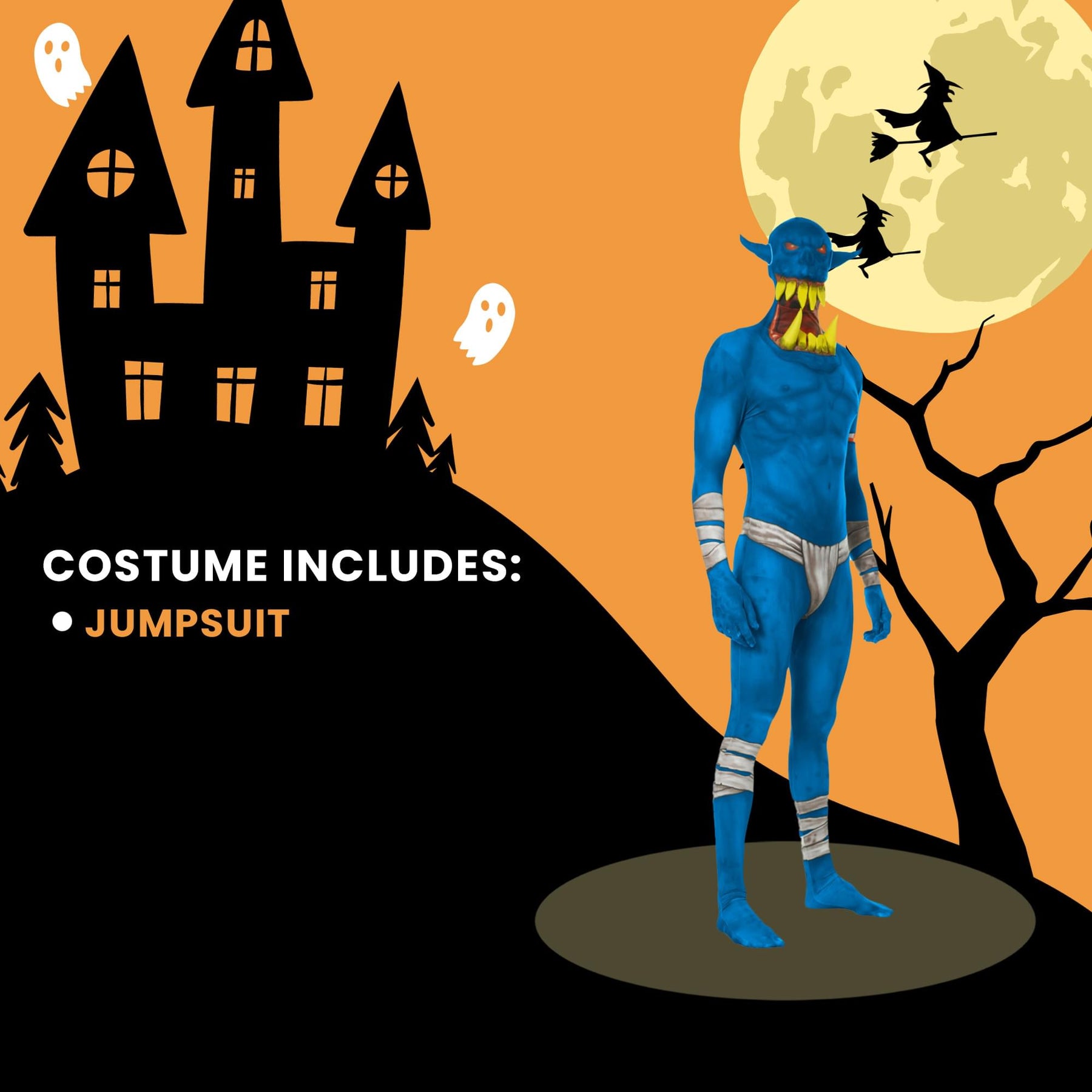 Blue Orc Jaw Dropper Adult Costume Morphsuit