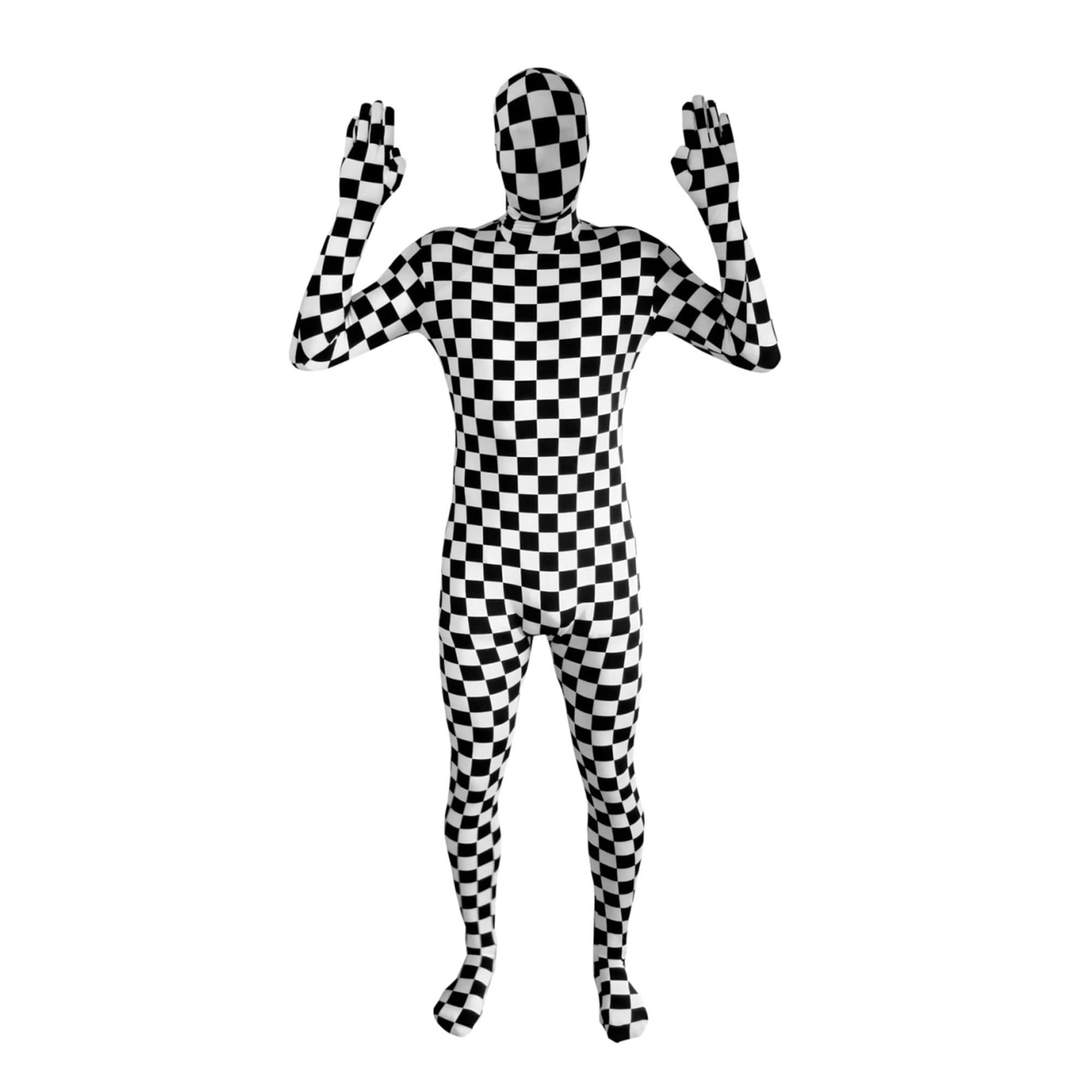 Black and White Checkered Adult Costume Morphsuit