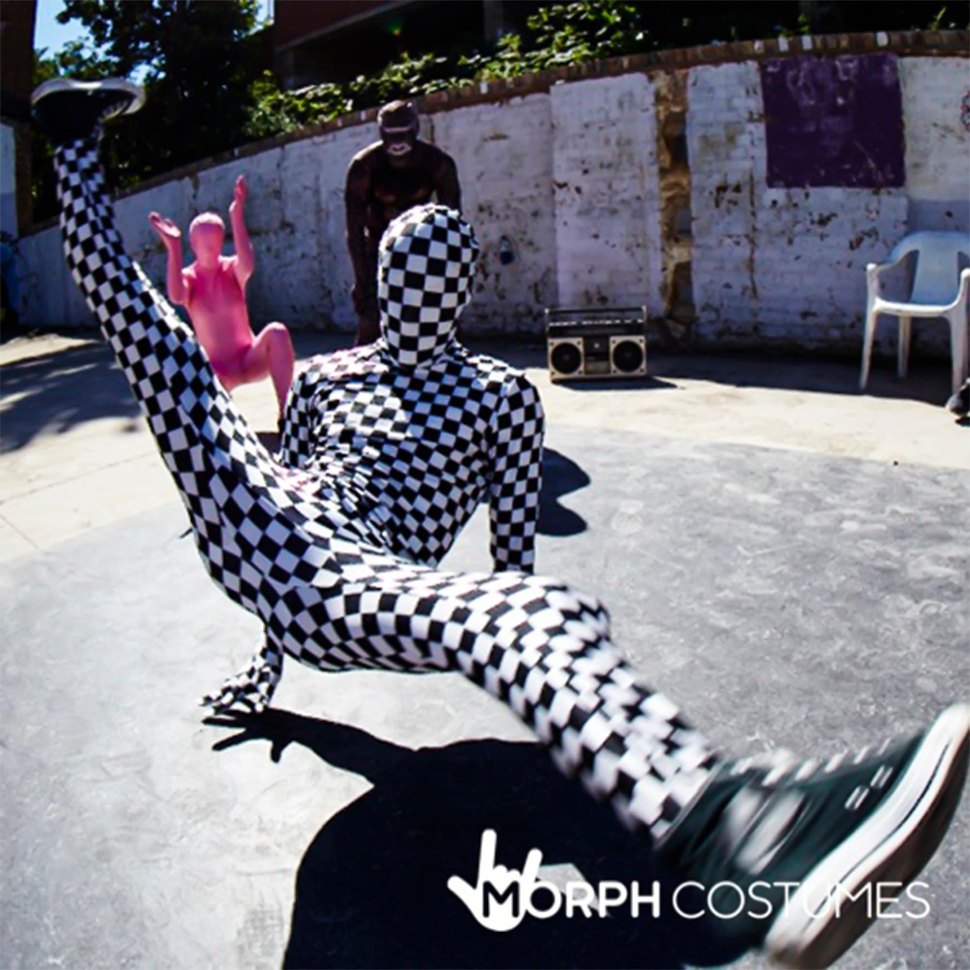 Black and White Checkered Adult Costume Morphsuit