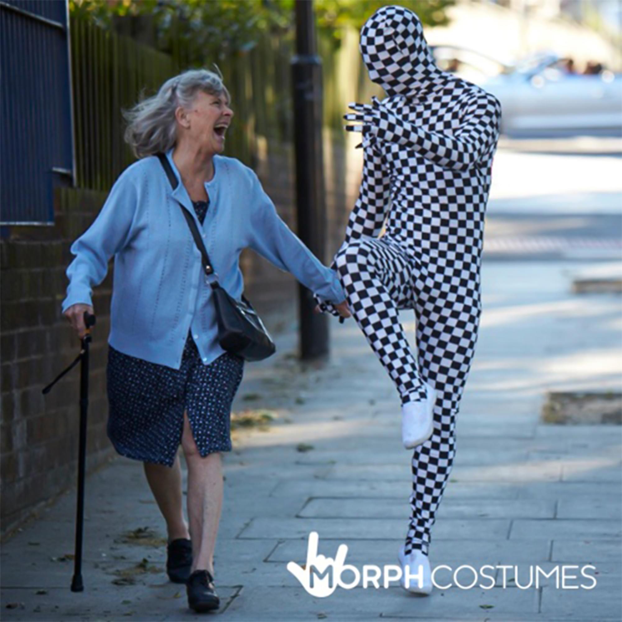 Black and White Checkered Adult Costume Morphsuit