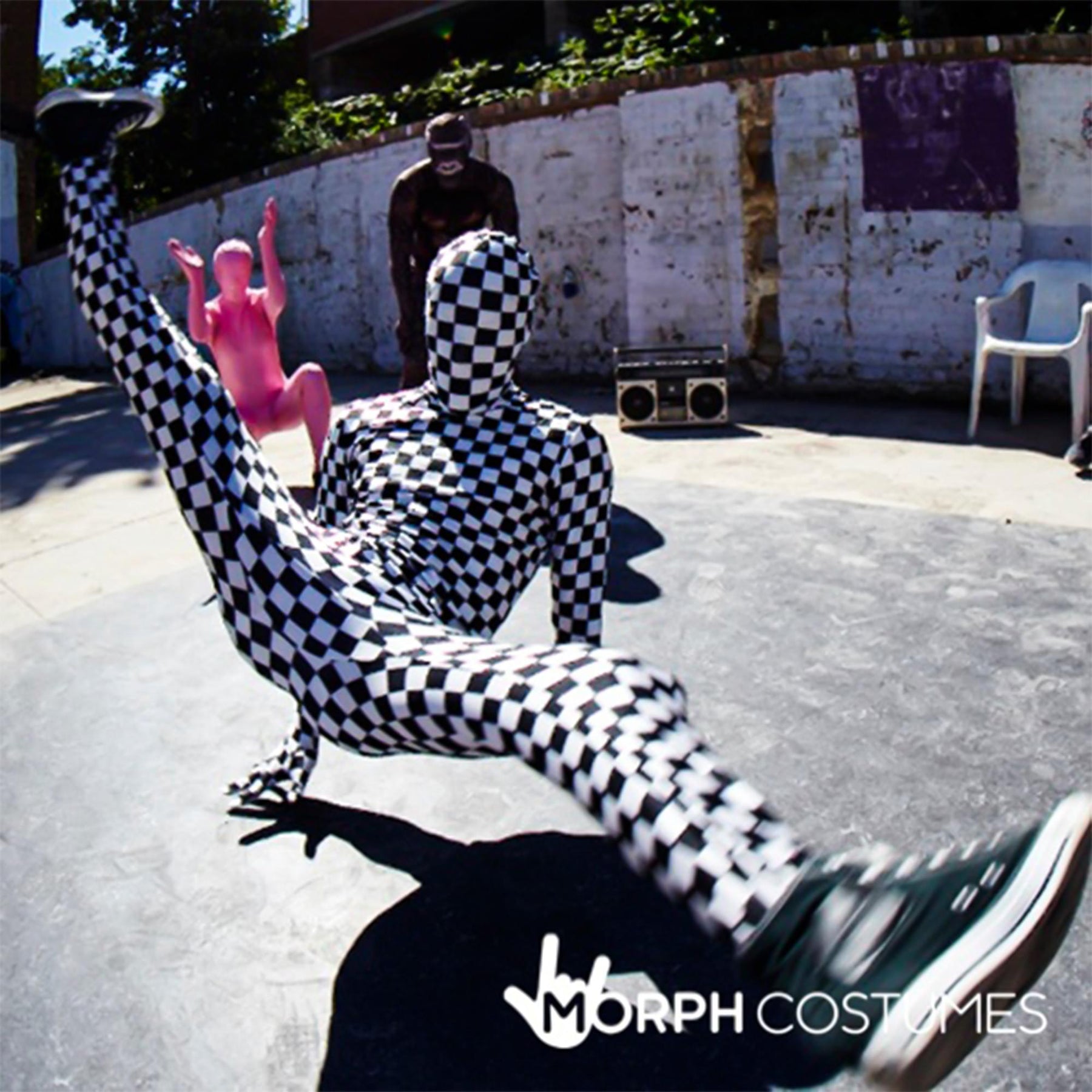 Black and White Checkered Adult Costume Morphsuit
